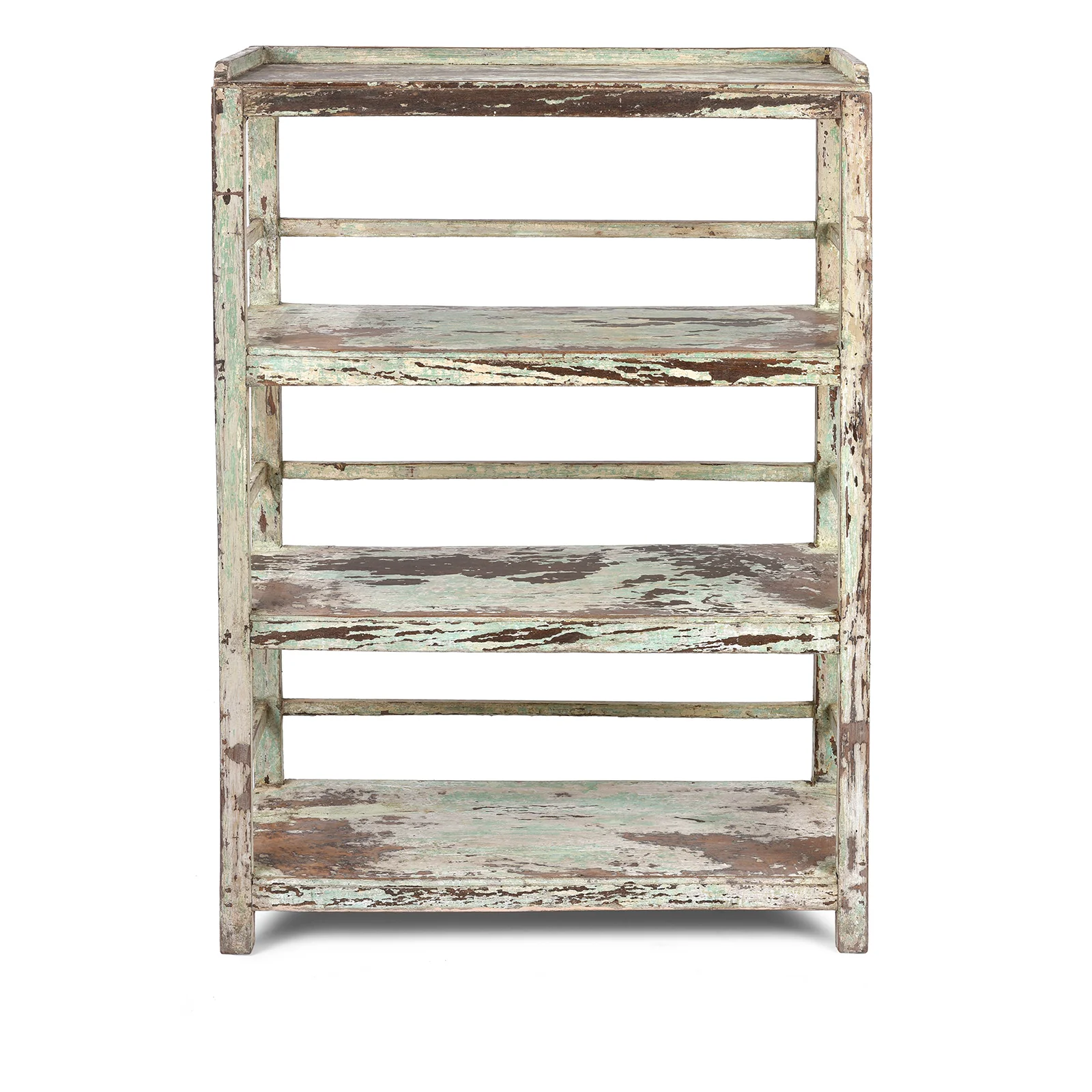Vintage Green Painted Indian Teak Shelf - Ca 1930 - Image 2