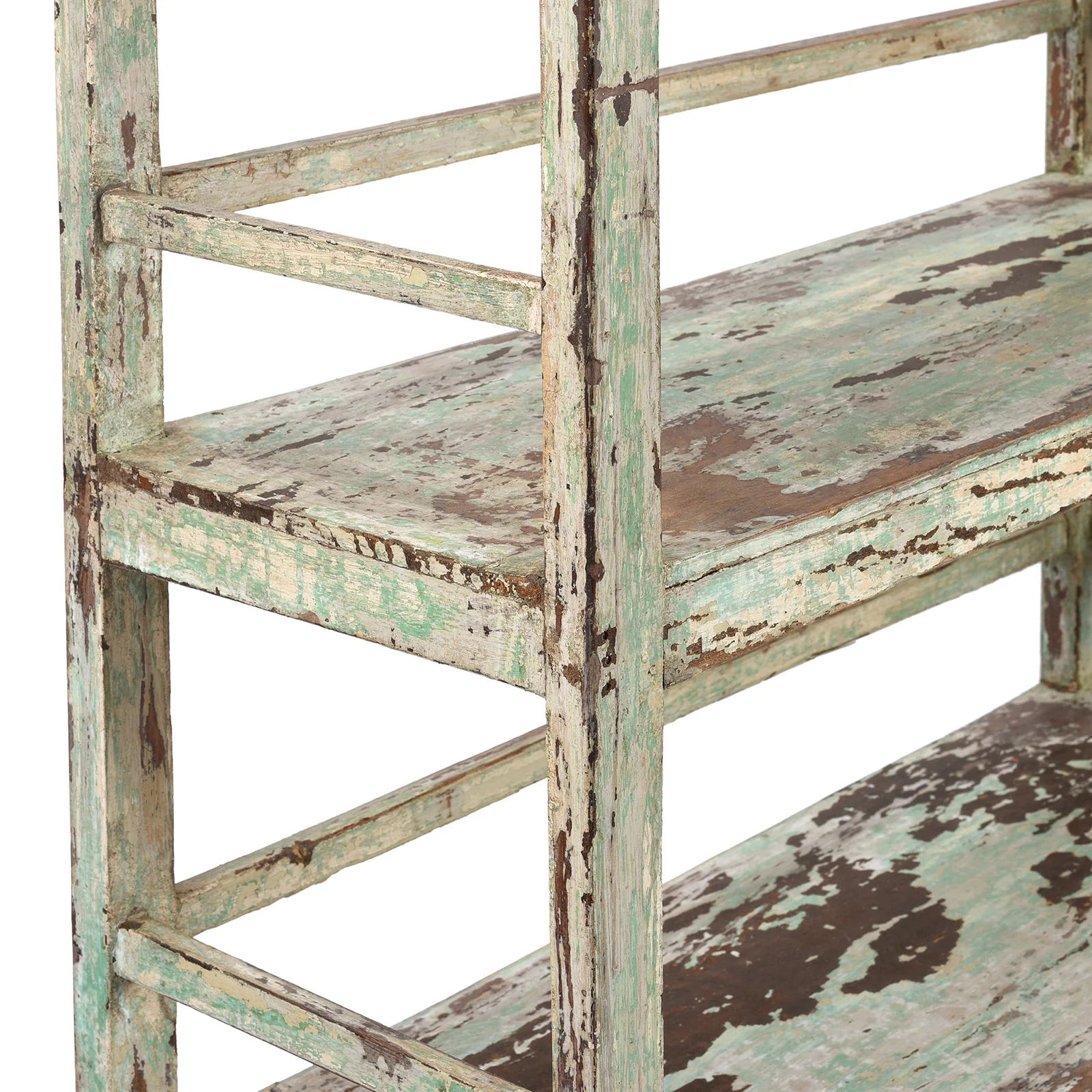 Vintage Green Painted Indian Teak Shelf - Ca 1930 - Image 3