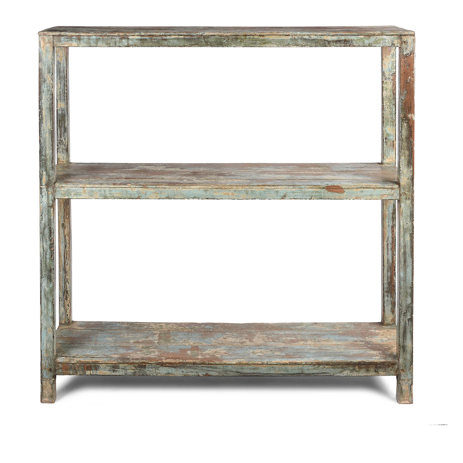Vintage Green Painted Indian Teak Shelf - Ca 1930 - Image 2