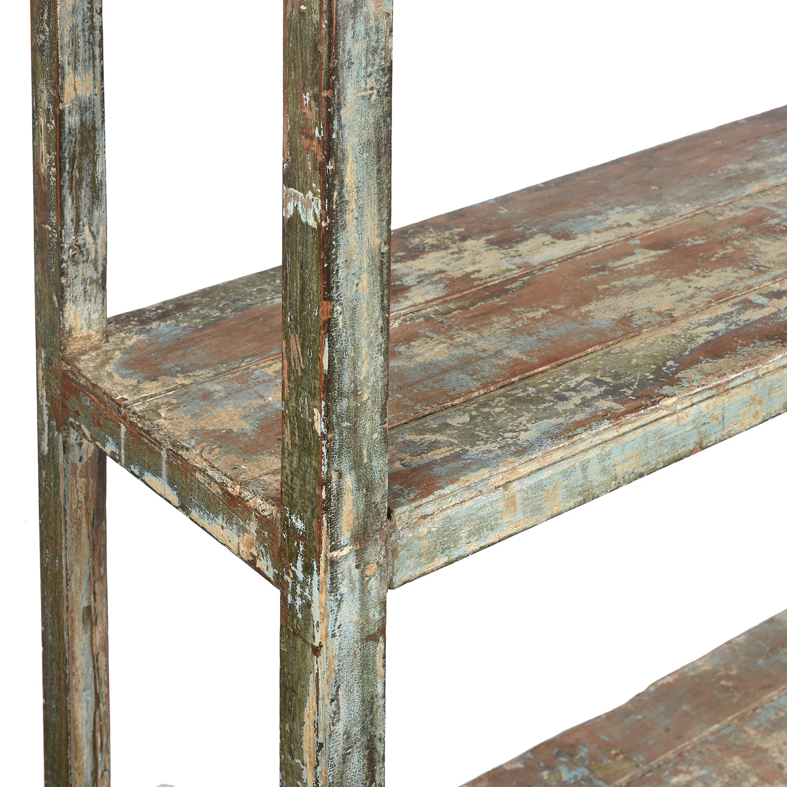 Vintage Green Painted Indian Teak Shelf - Ca 1930 - Image 3