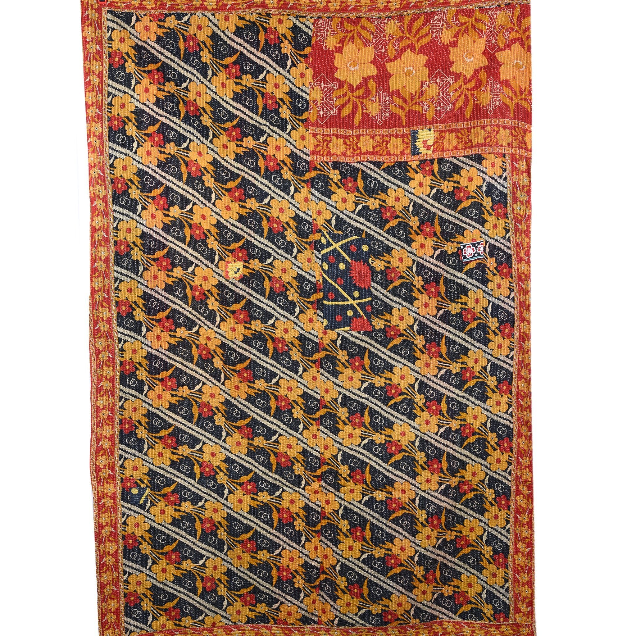 Vintage Bengali Kantha Throw - King Size - Ca 1950 - Image 3