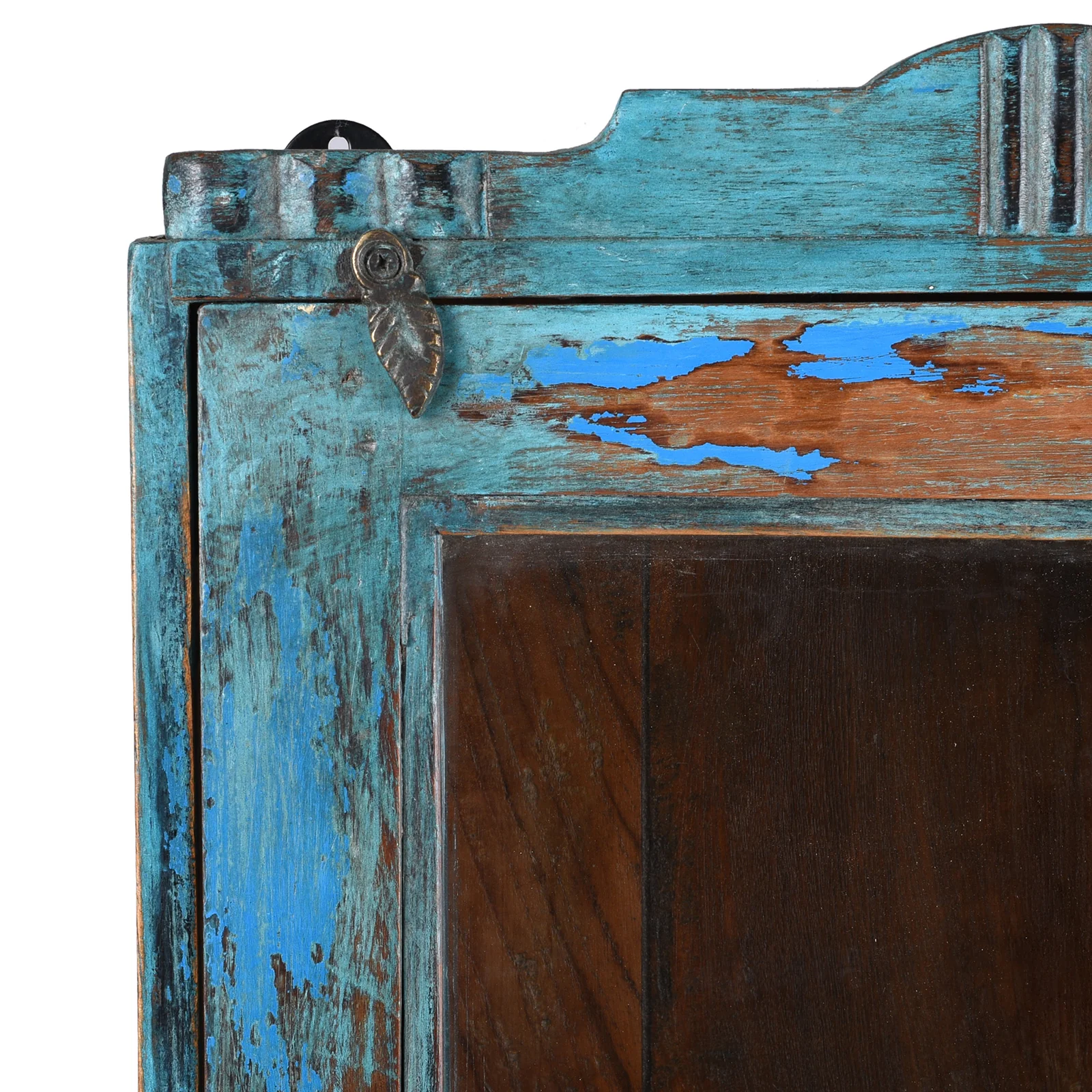 Blue Painted Teak Glazed Wall Cabinet - Ca 1930 - Image 2