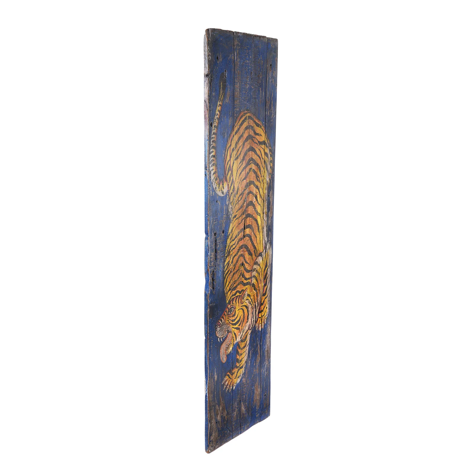 Vintage Blue Painted Tiger Panel - Vertical - Image 3