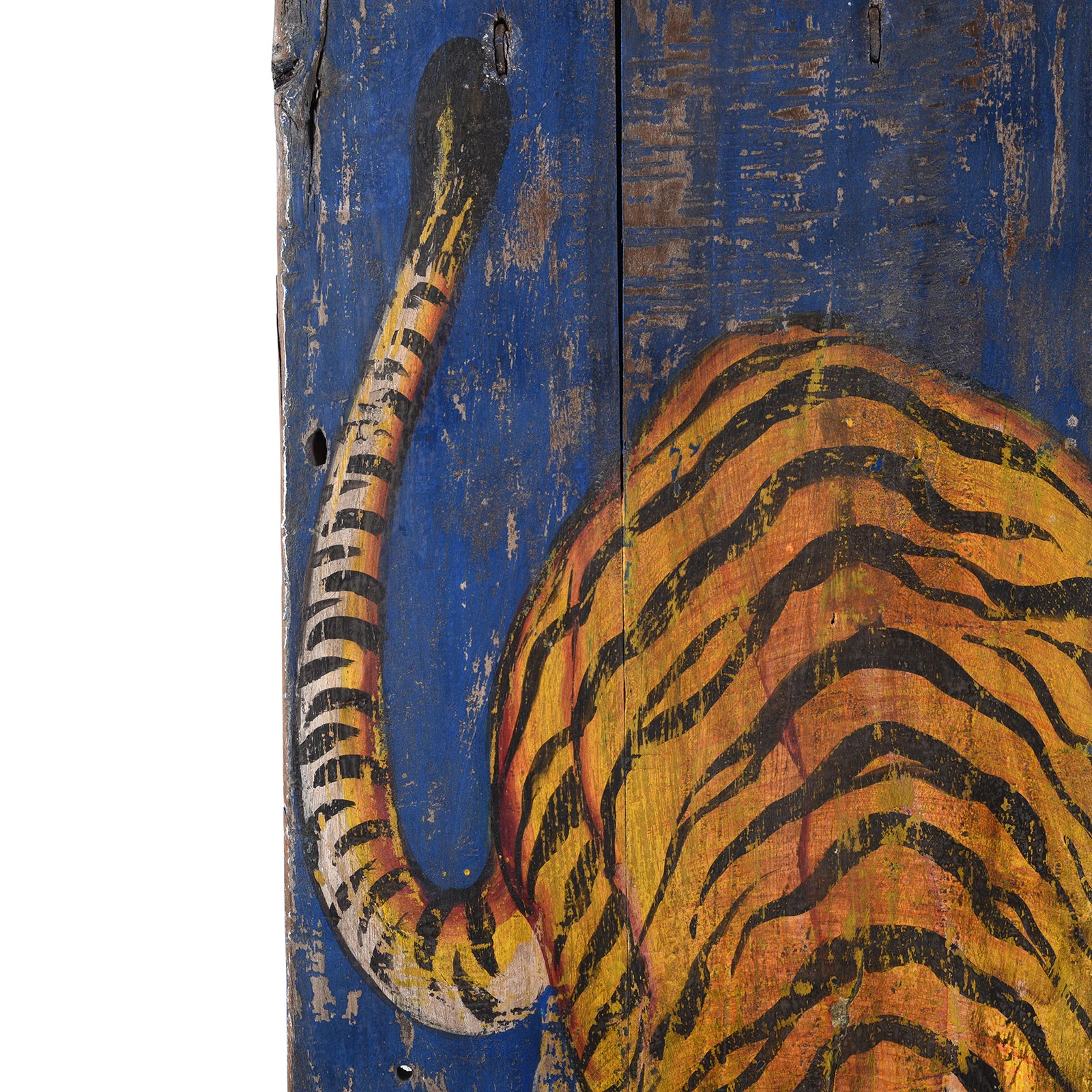 Vintage Blue Painted Tiger Panel - Vertical - Image 4