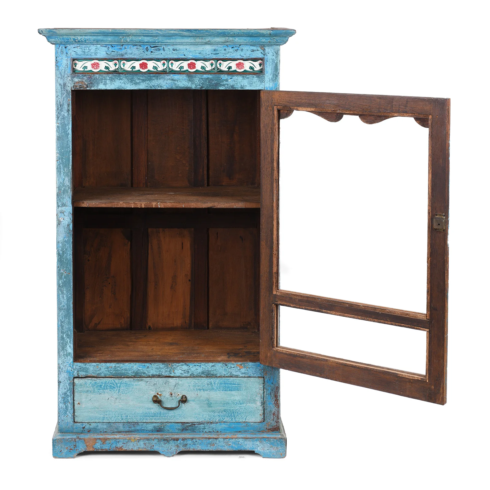 Indian Painted Teak Glazed Cabinet - Ca 1920 - Image 3