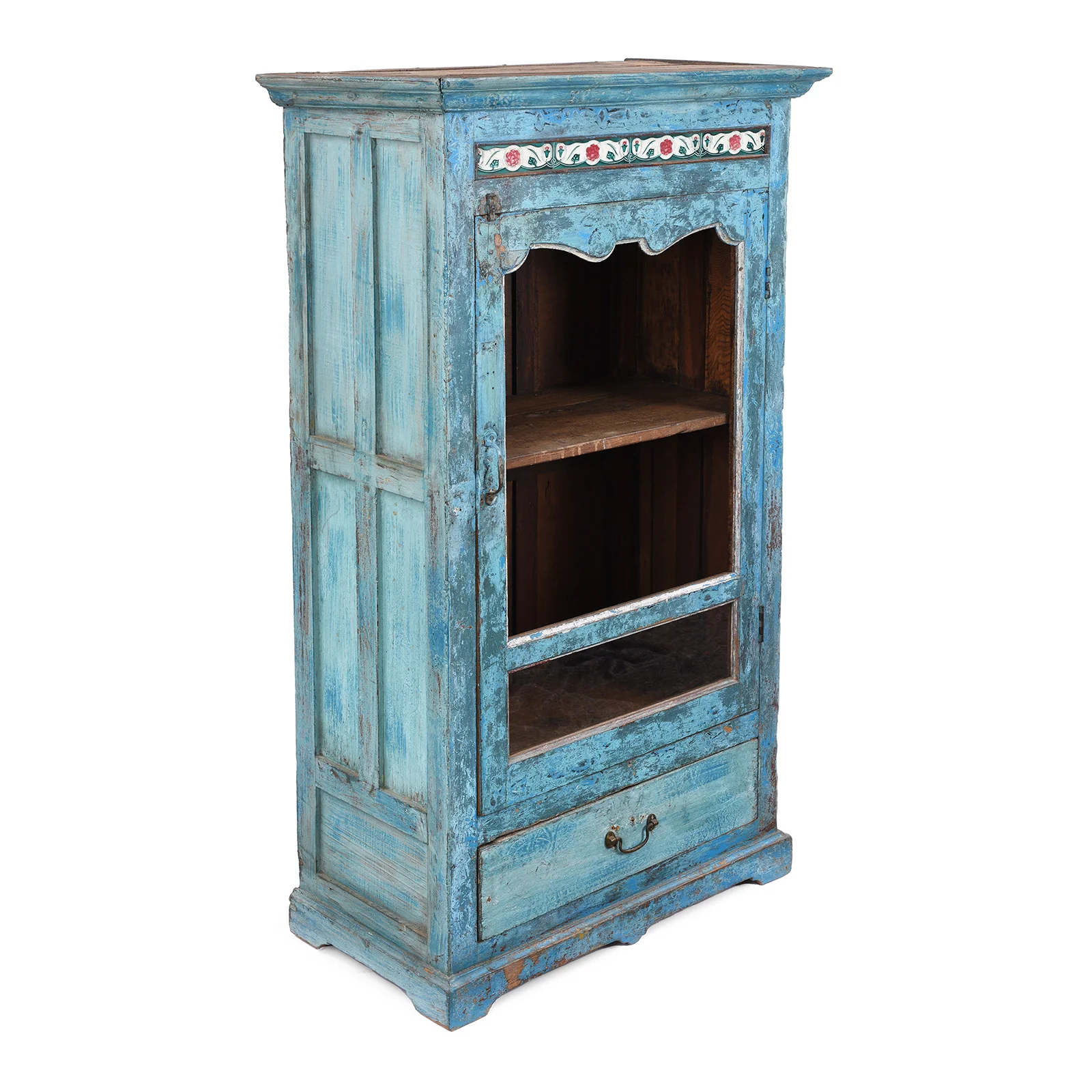 Indian Painted Teak Glazed Cabinet - Ca 1920 - Image 4
