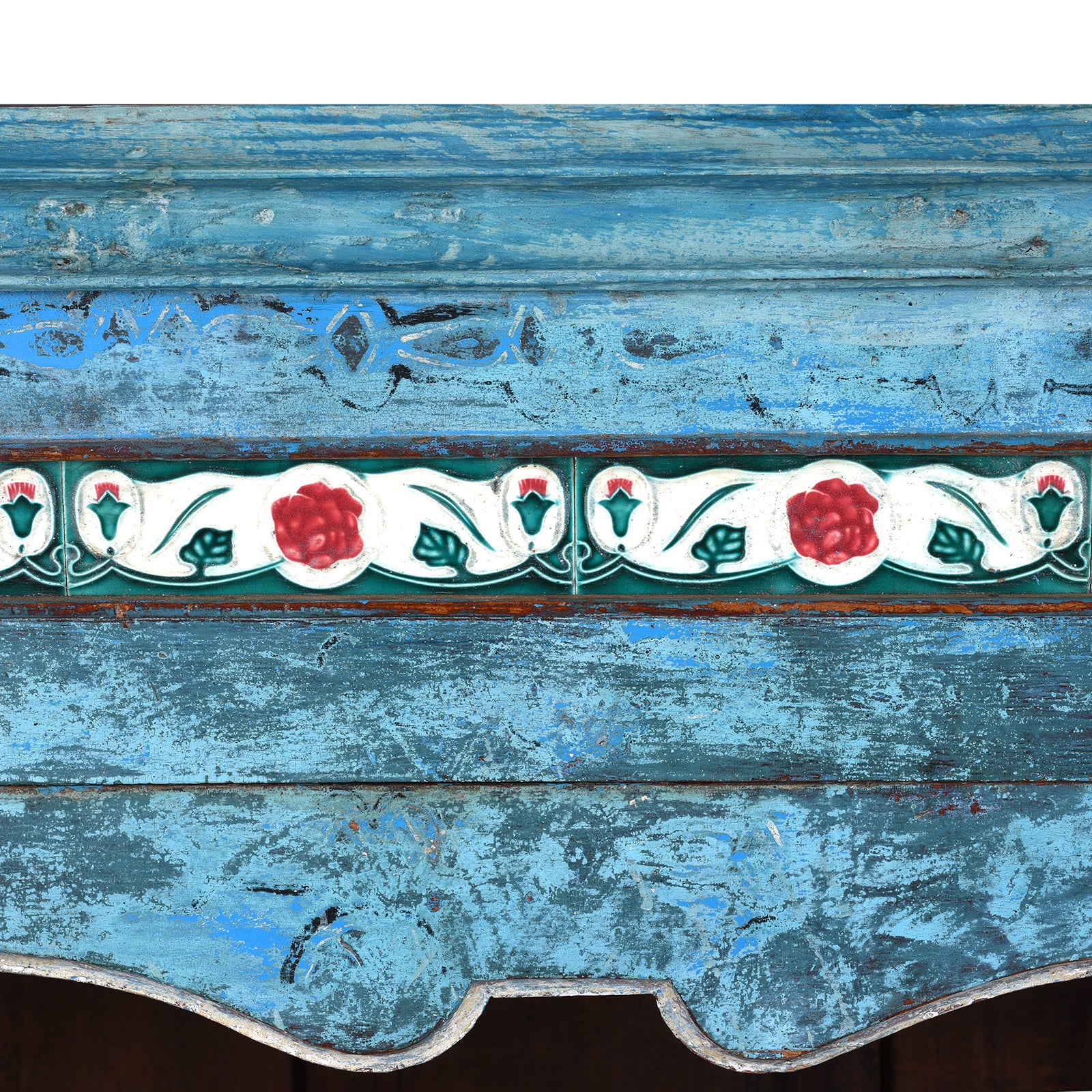 Indian Painted Teak Glazed Cabinet - Ca 1920 - Image 6