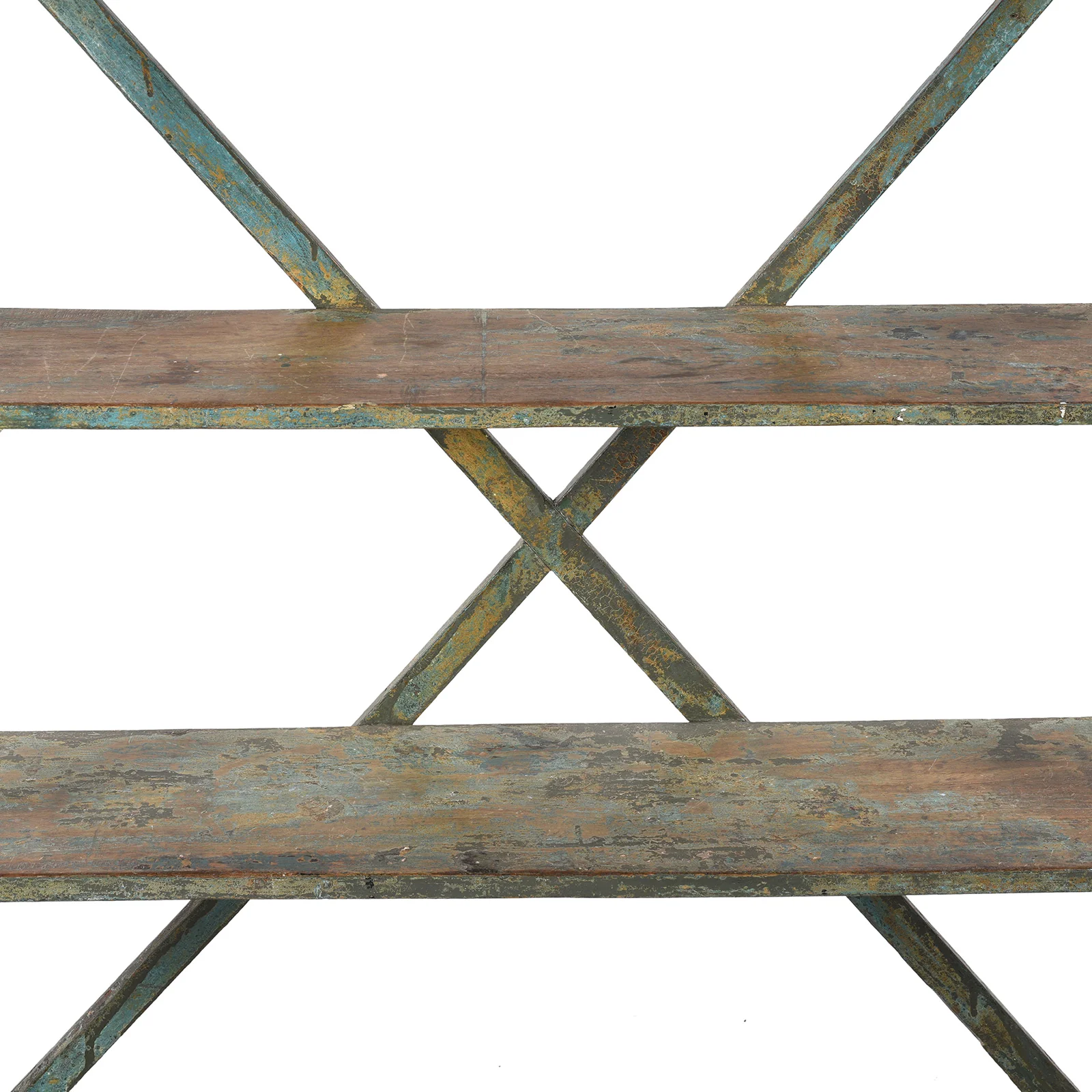 Vintage Green Painted Indian Teak Shelf - Ca 1920 - Image 2