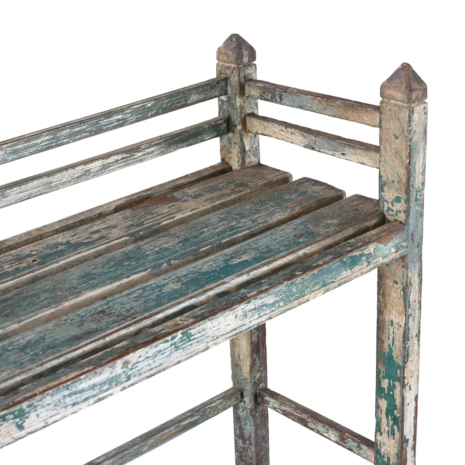 Small Indian Painted Slatted Shelf - Ca 1920 - Image 4
