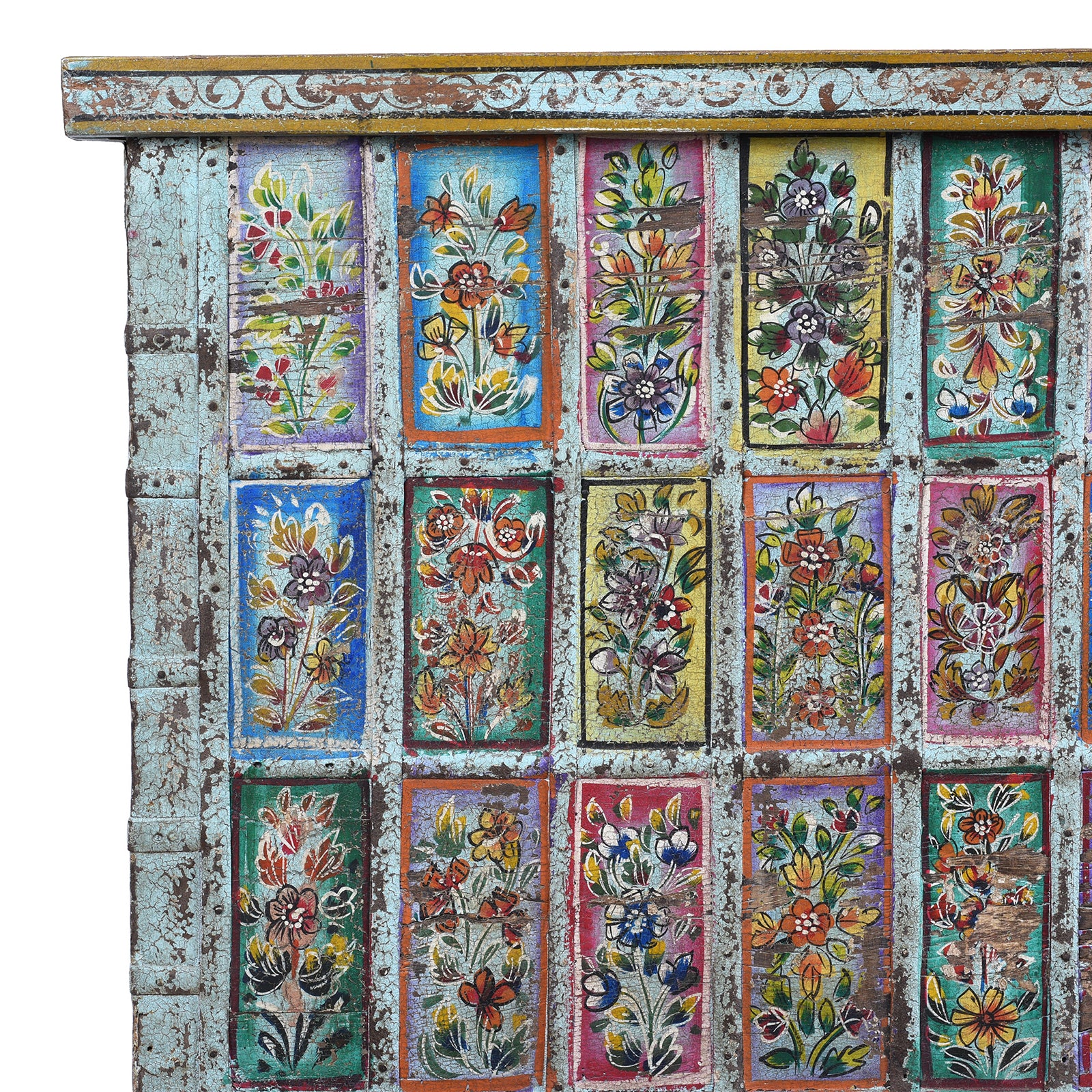 Vintage Painted Indian Pithara Console Chest - Image 3