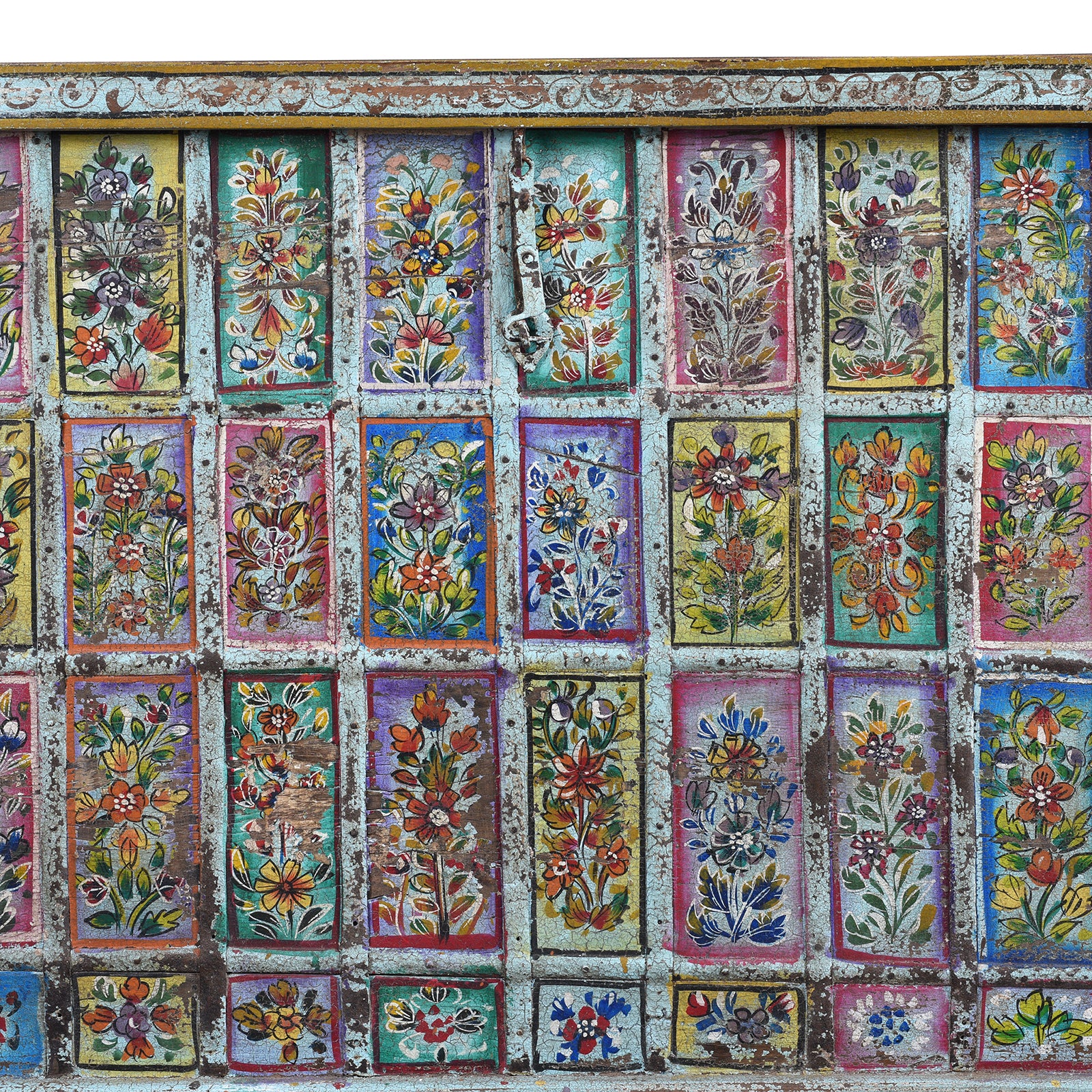 Vintage Painted Indian Pithara Console Chest - Image 4
