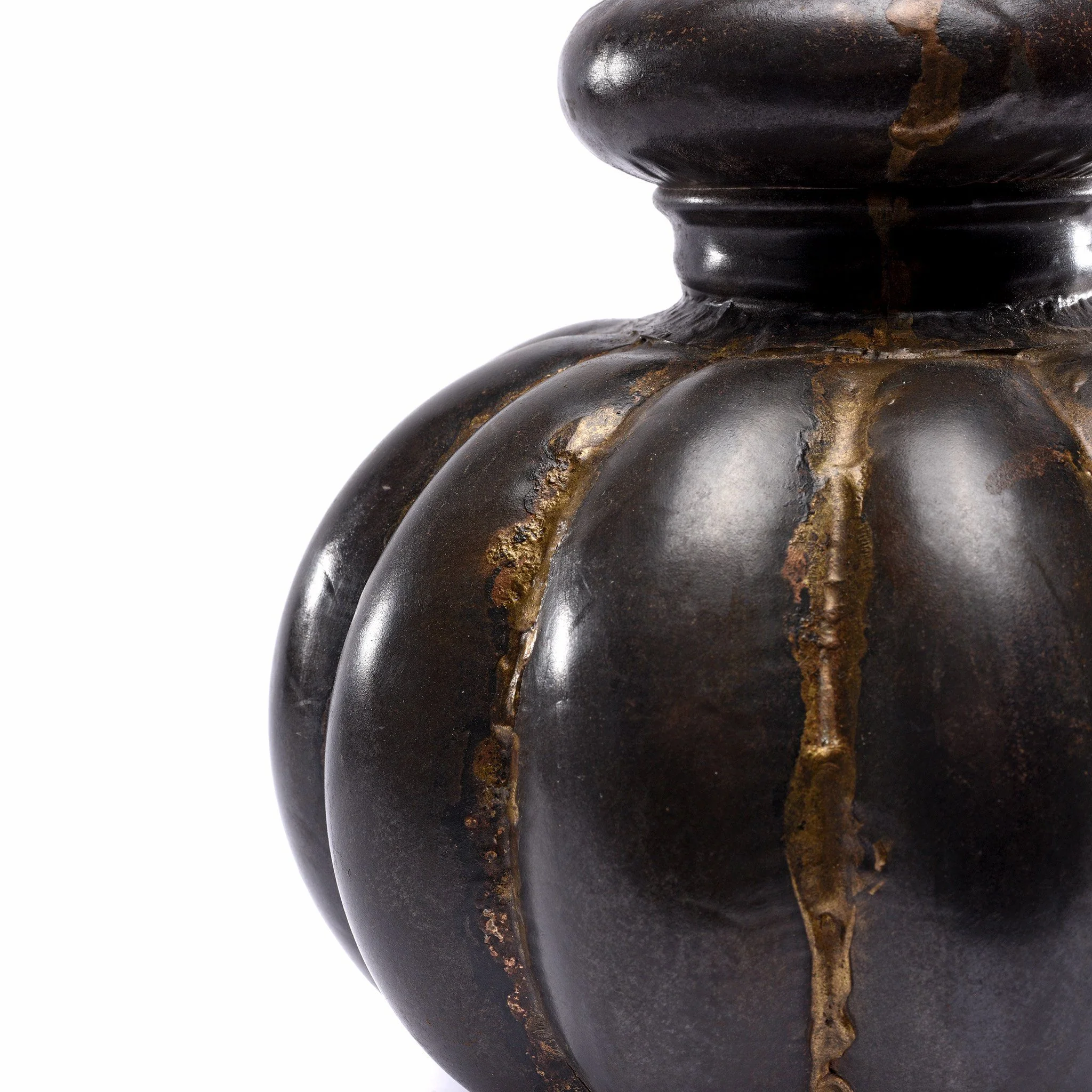 Vintage Iron & Brass Melon Lota - Image 2