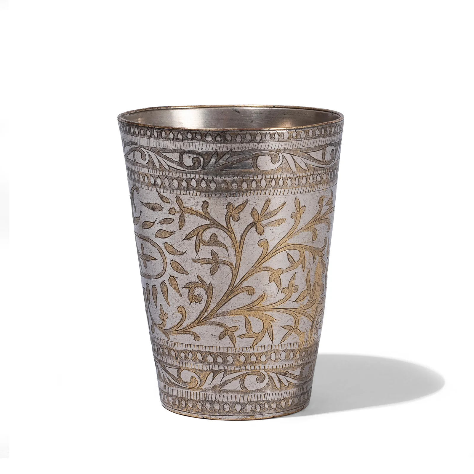 Vintage Lassi Cup - Nickel Plated Engraved Brass - Image 2