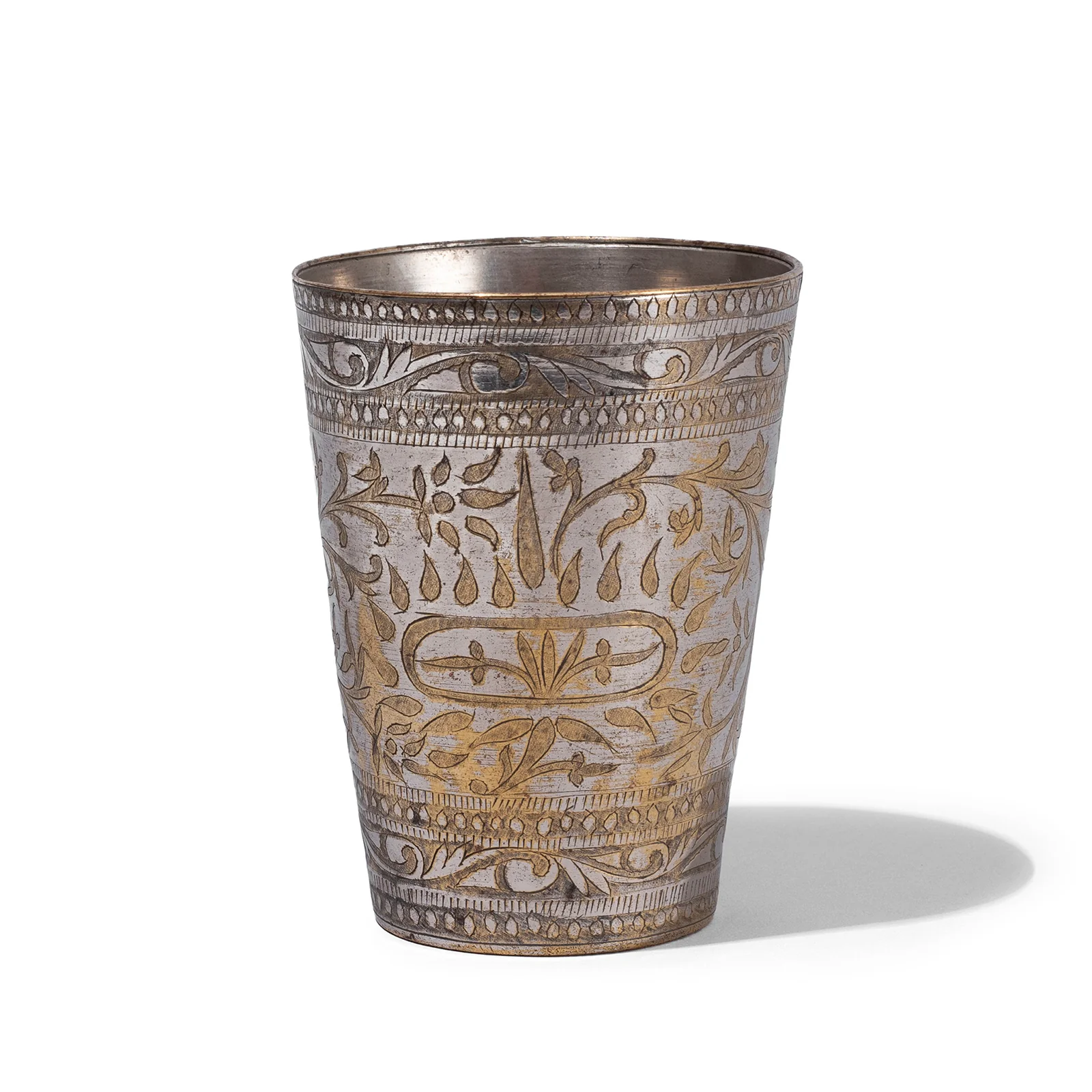 Vintage Lassi Cup - Nickel Plated Engraved Brass - Image 3