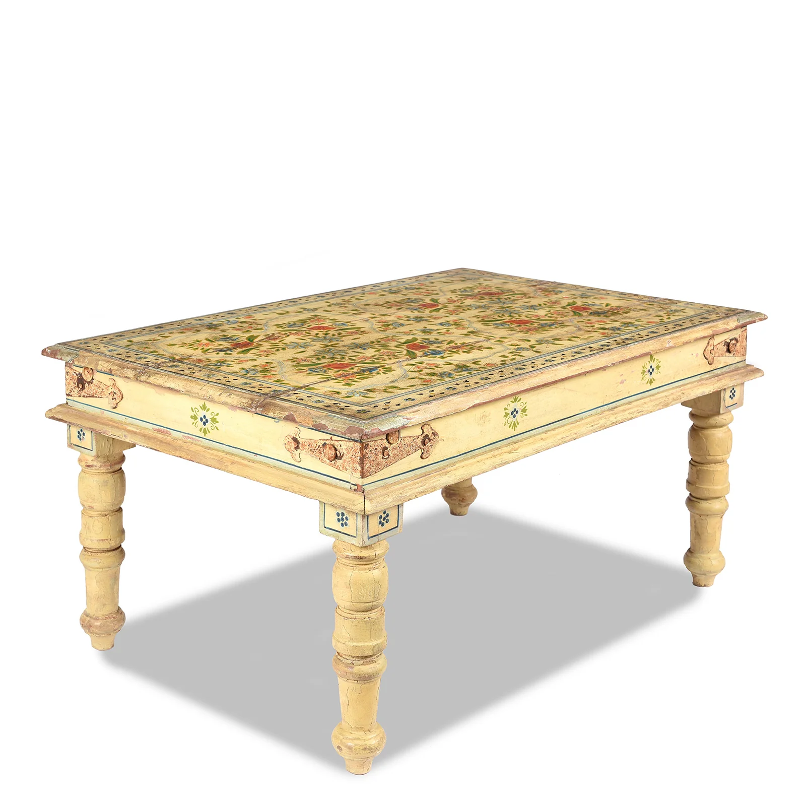 Vintage Painted Coffee Table From Rajasthan - Image 3