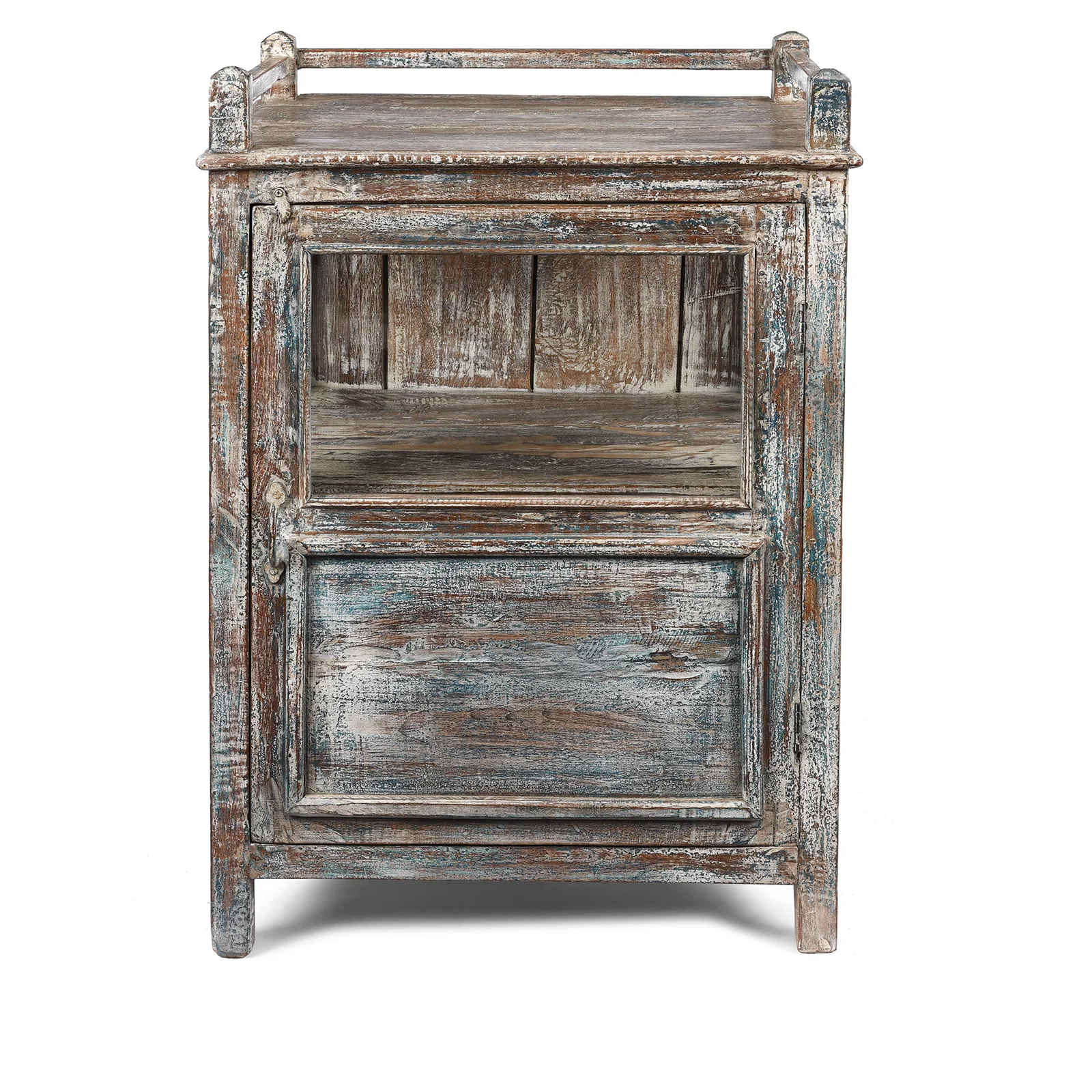 Painted Teak Glazed Indian Side Cabinet - Ca 1920 - Image 4