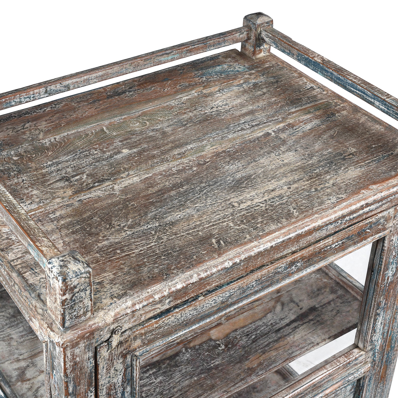 Painted Teak Glazed Indian Side Cabinet - Ca 1920 - Image 6