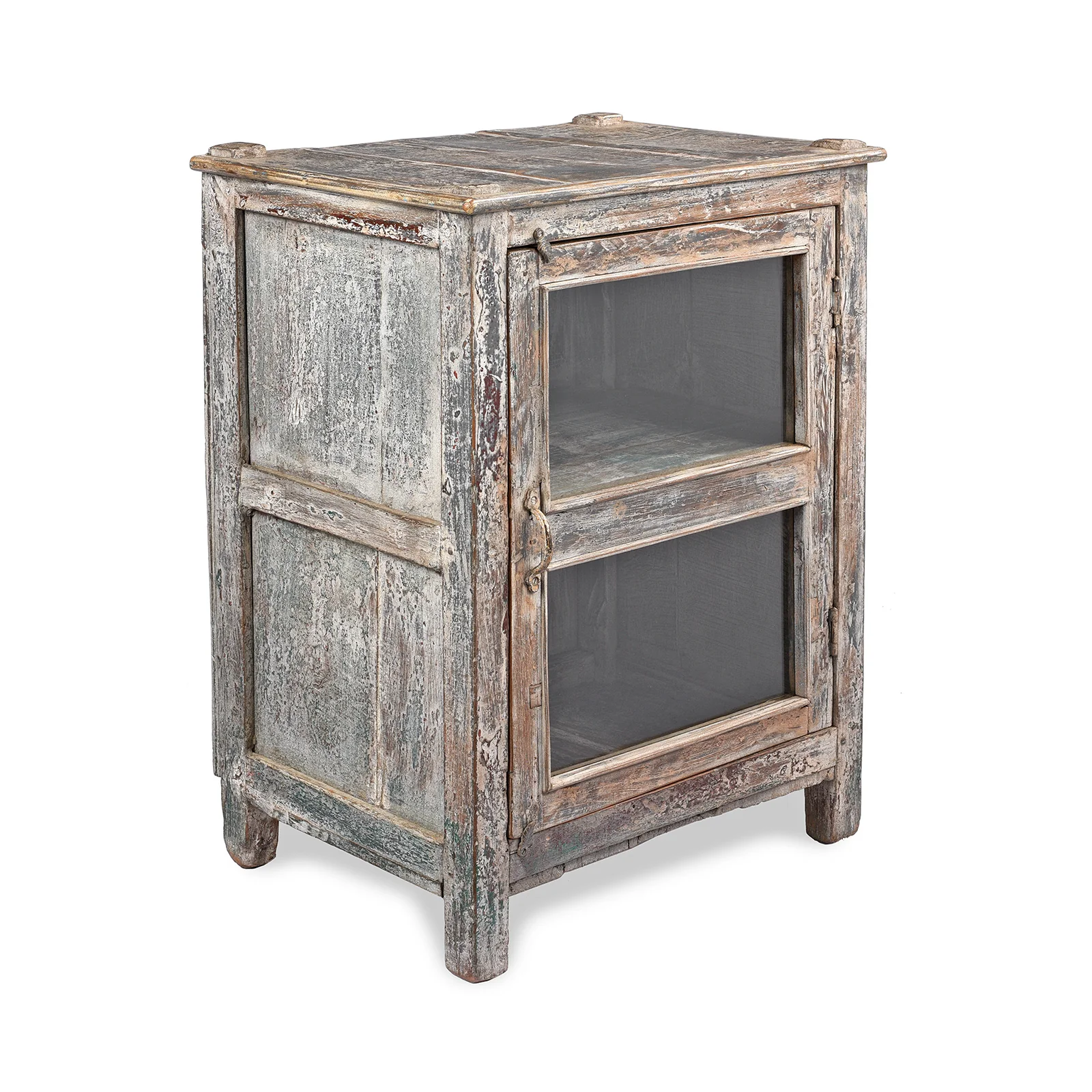 Vintage Indian Painted Glazed Display Cabinet - Ca 1920 - Image 3