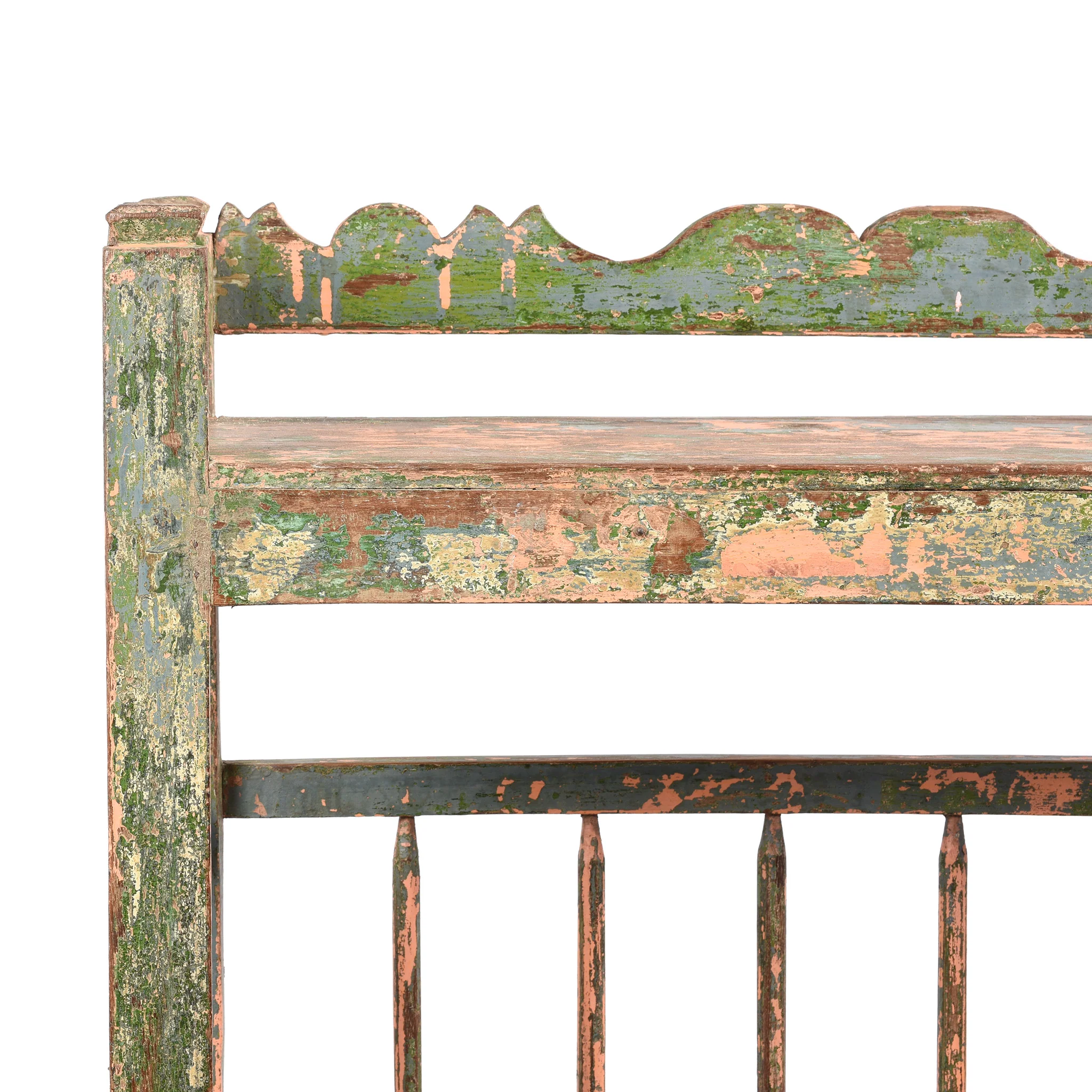 Vintage Painted Indian Teak Shelf - Ca 1930 - Image 2