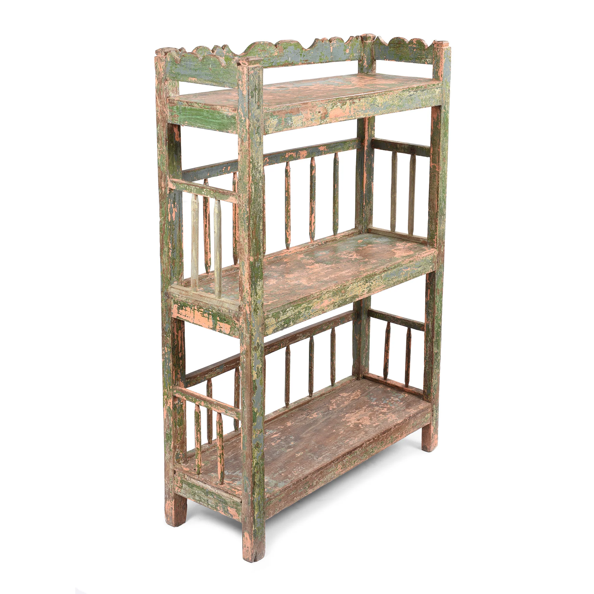 Vintage Painted Indian Teak Shelf - Ca 1930 - Image 3