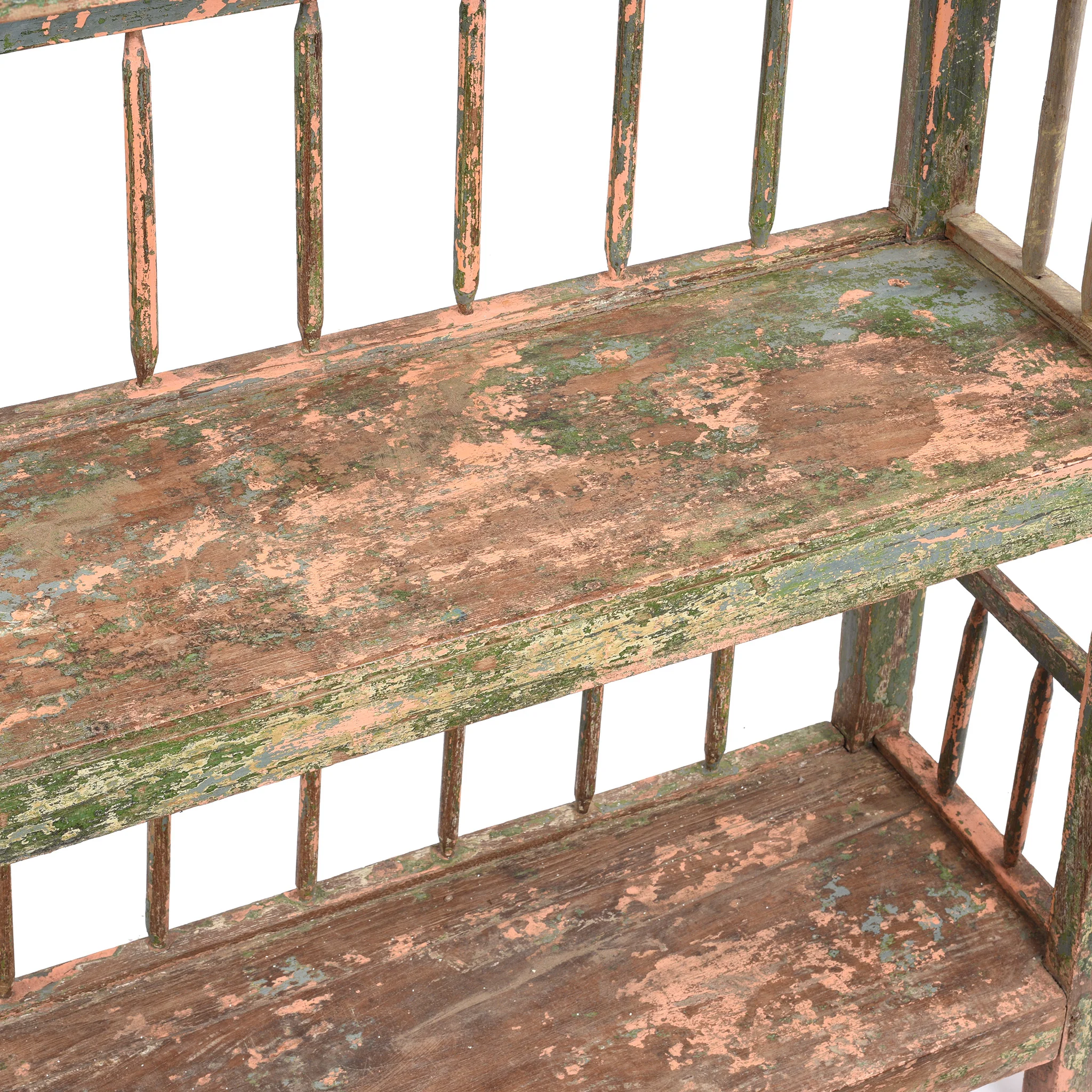 Vintage Painted Indian Teak Shelf - Ca 1930 - Image 4