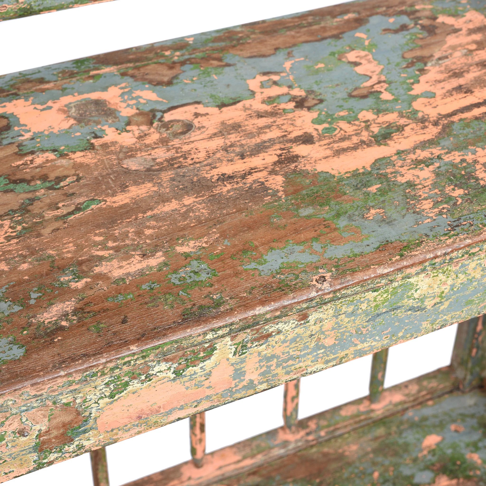 Vintage Painted Indian Teak Shelf - Ca 1930 - Image 5