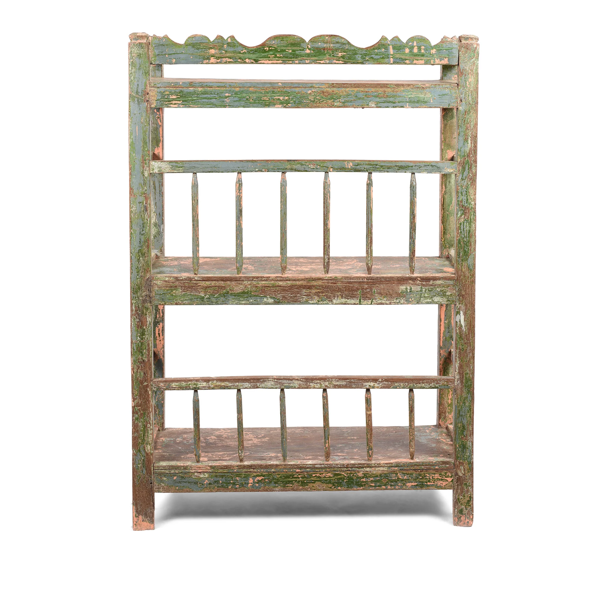 Vintage Painted Indian Teak Shelf - Ca 1930 - Image 6