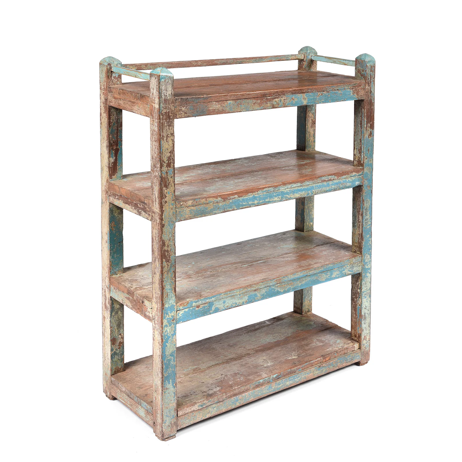 Small Vintage Painted Indian Teak Shelf - Ca 1930