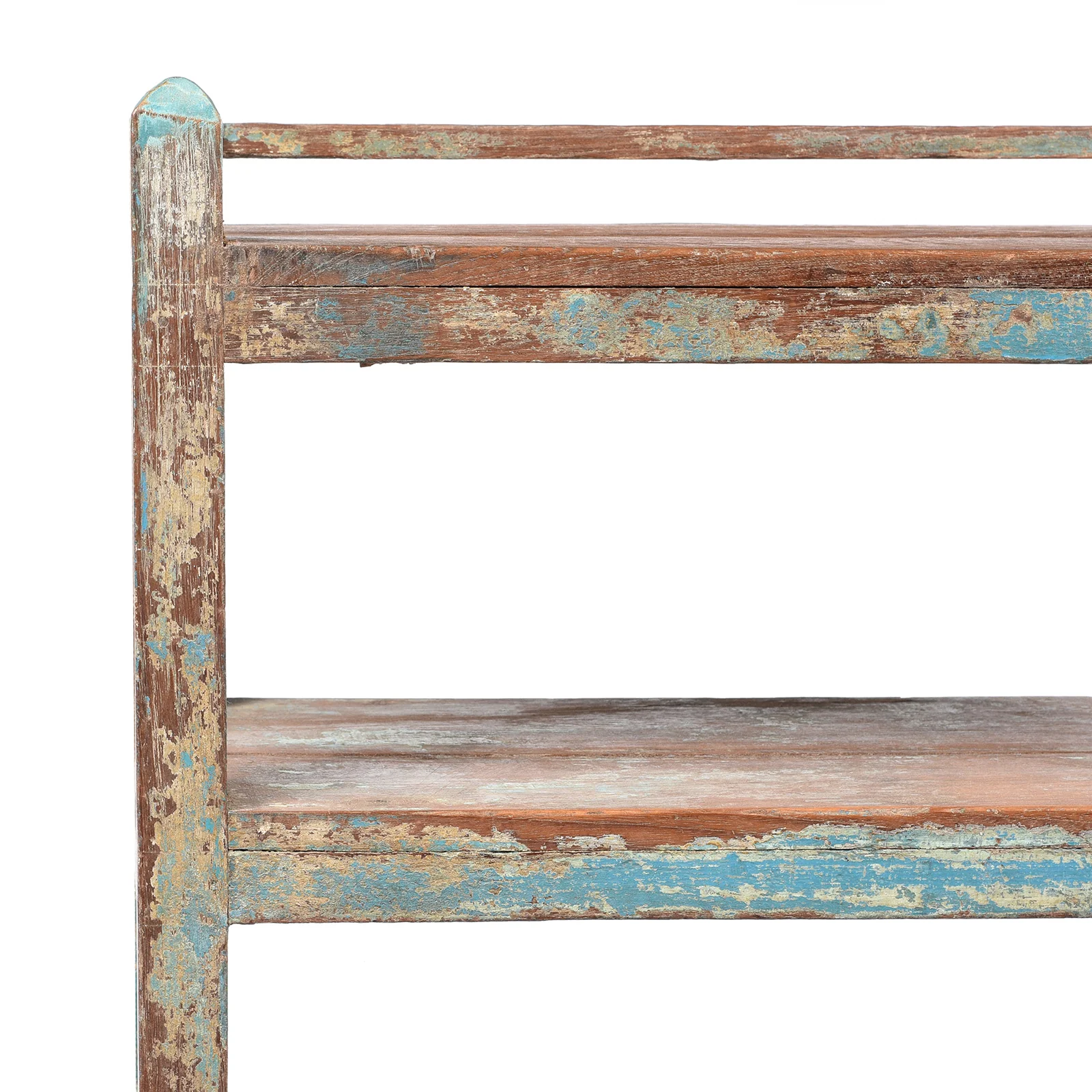 Small Vintage Painted Indian Teak Shelf - Ca 1930 - Image 2