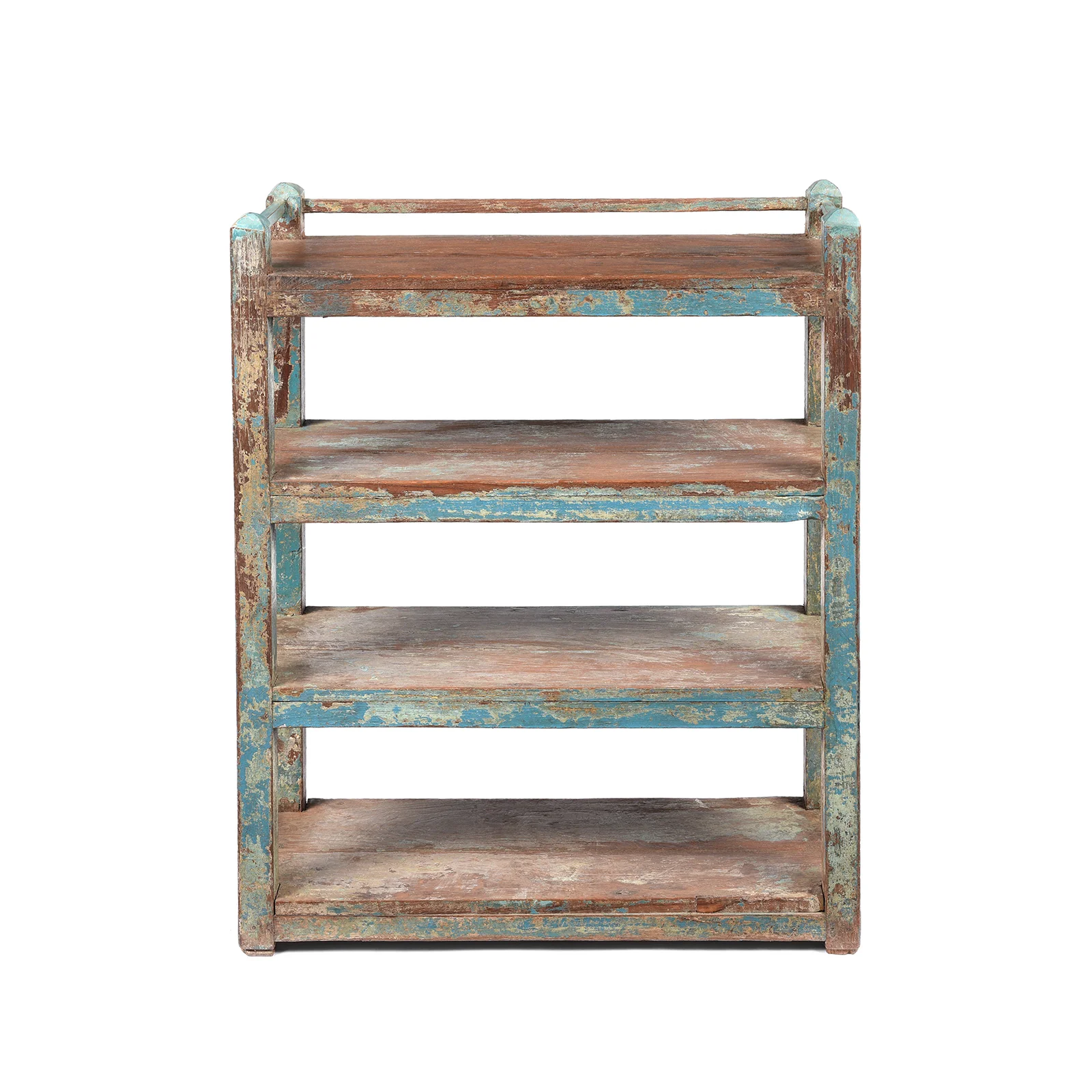 Small Vintage Painted Indian Teak Shelf - Ca 1930 - Image 3
