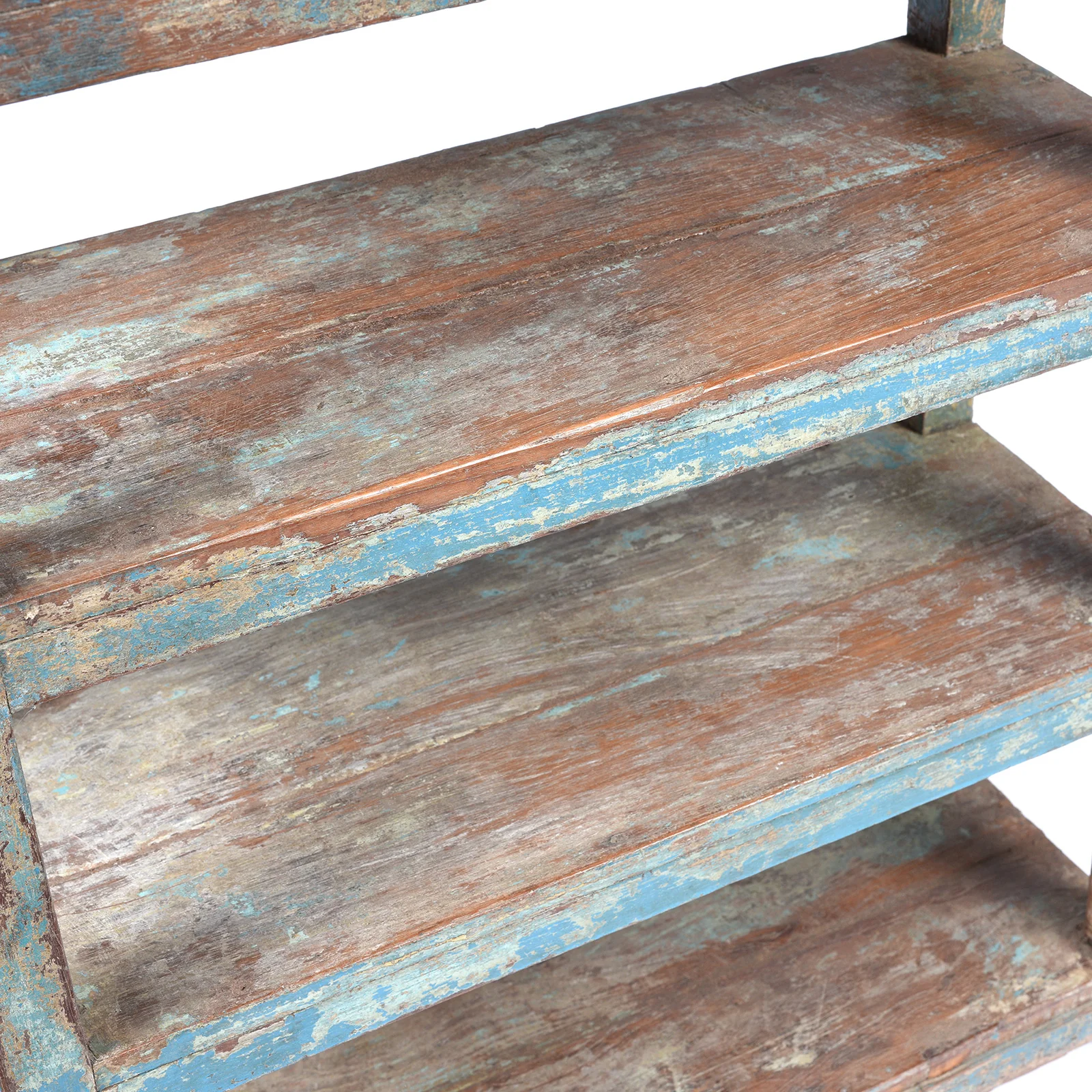 Small Vintage Painted Indian Teak Shelf - Ca 1930 - Image 4