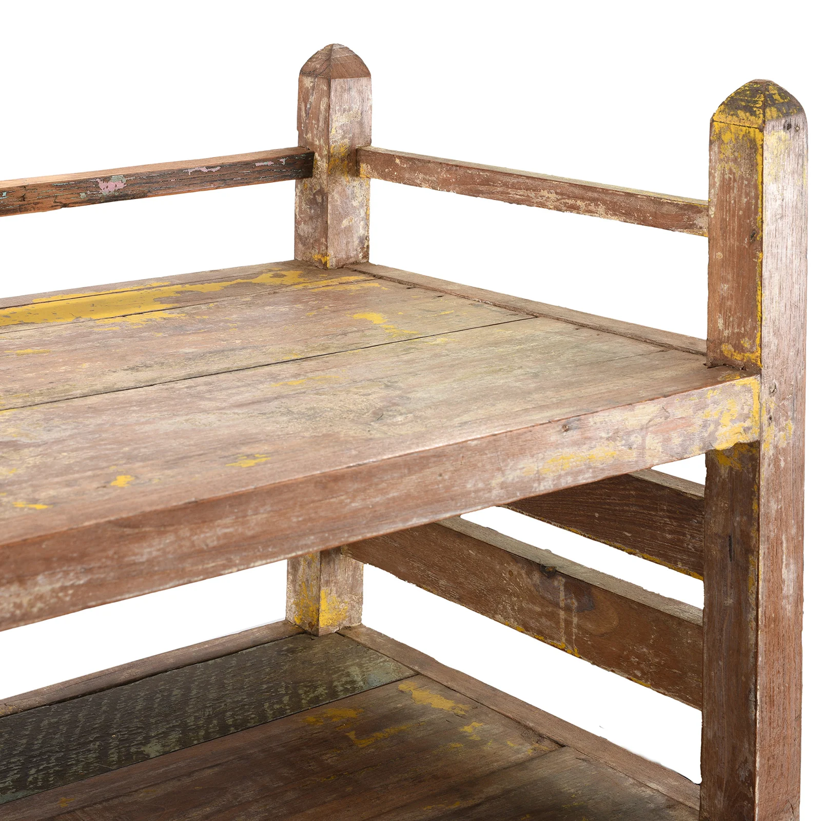 Vintage Painted Indian Teak Shelf - Ca 1930 - Image 4