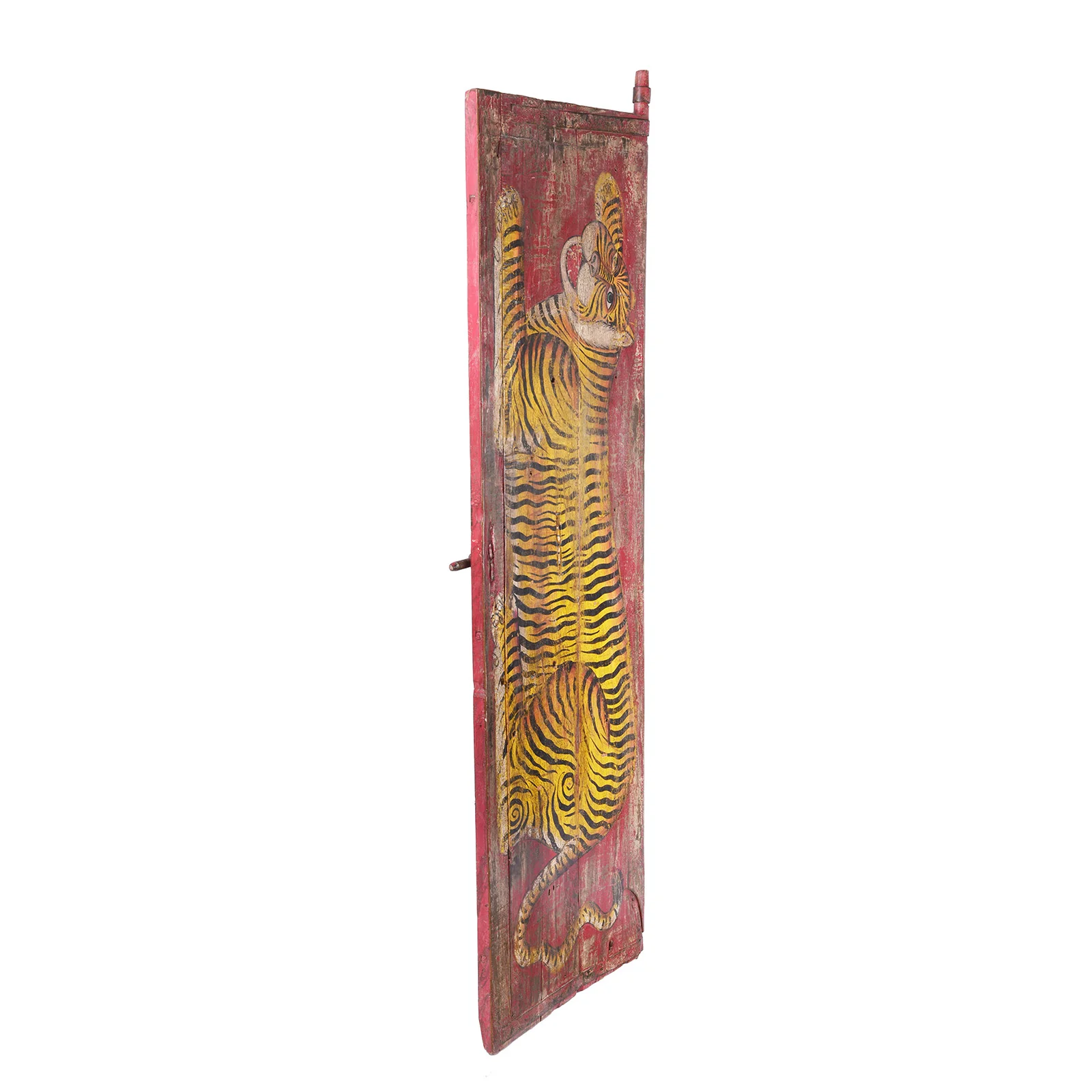 Vintage Red Painted Tiger Panel - Horizontal - Image 3