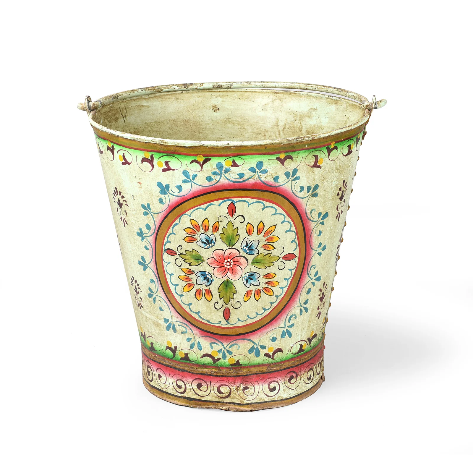Vintage Galvanized Bucket - Aqua Mandala - Image 4