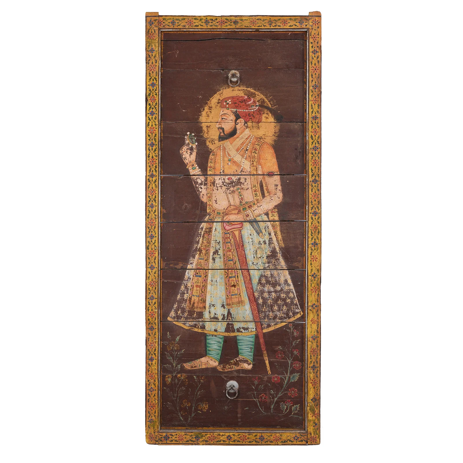 Vintage Painted Teak Maharaja Panel - Circa 1960 - Image 2