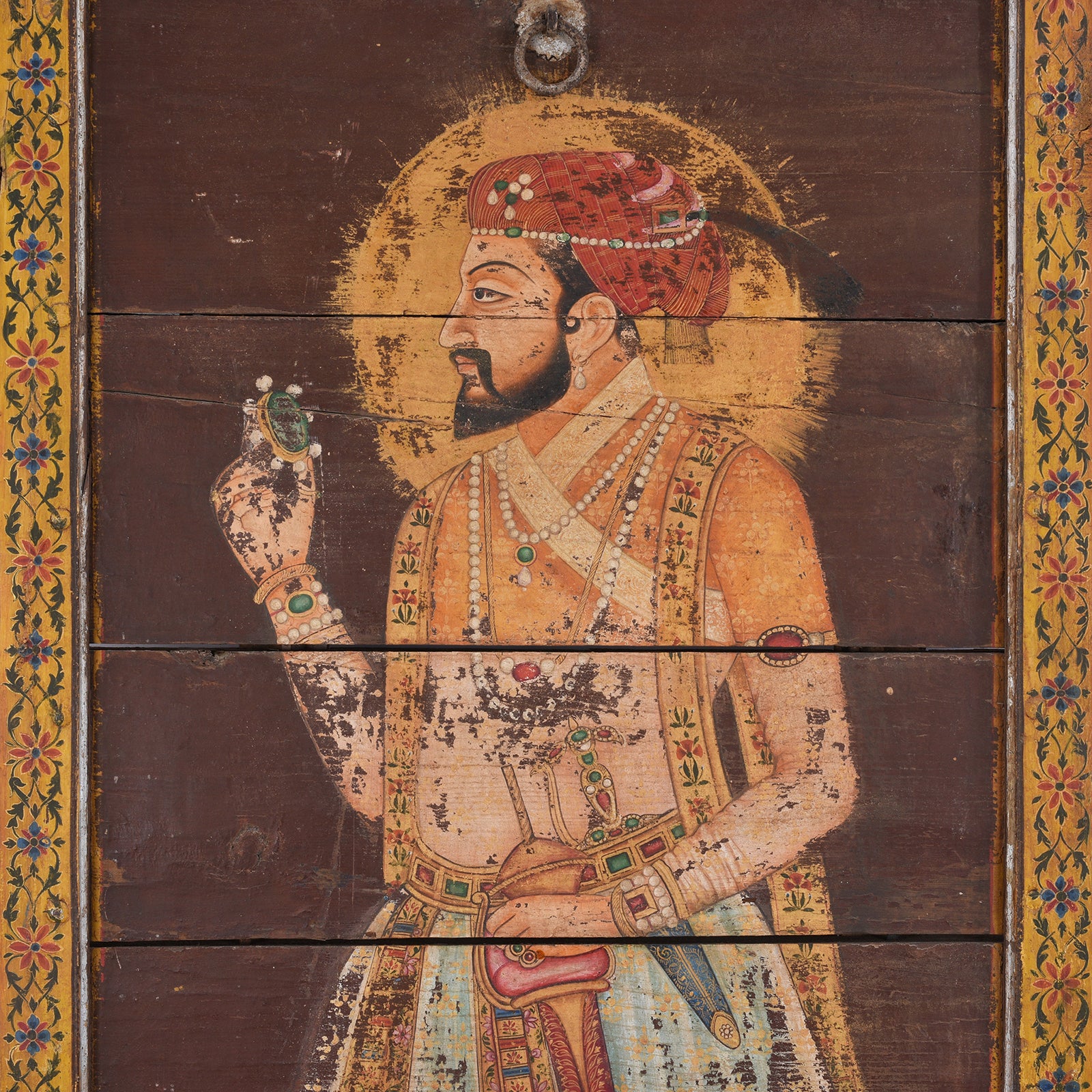Vintage Painted Teak Maharaja Panel - Circa 1960 - Image 3