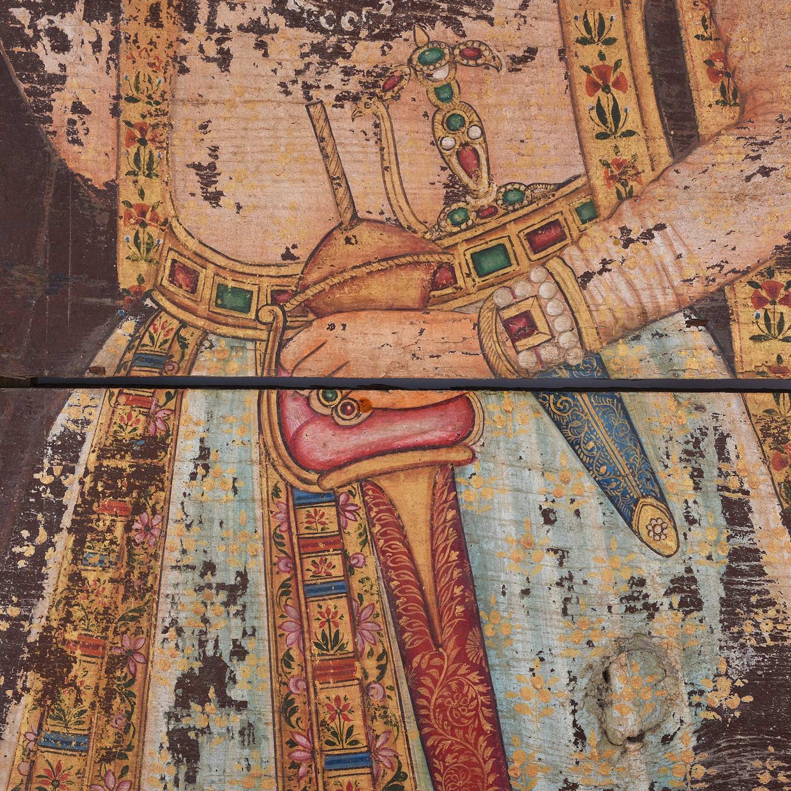 Vintage Painted Teak Maharaja Panel - Circa 1960 - Image 5