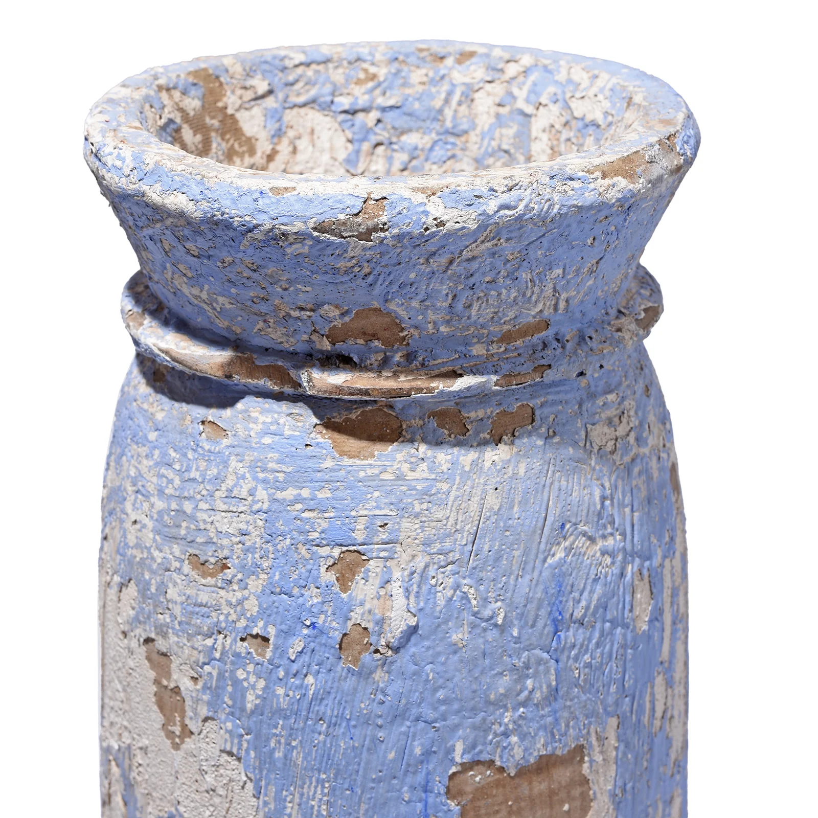Vintage Blue Painted Wood Pot From Kullu - Ca 1950's - Image 2