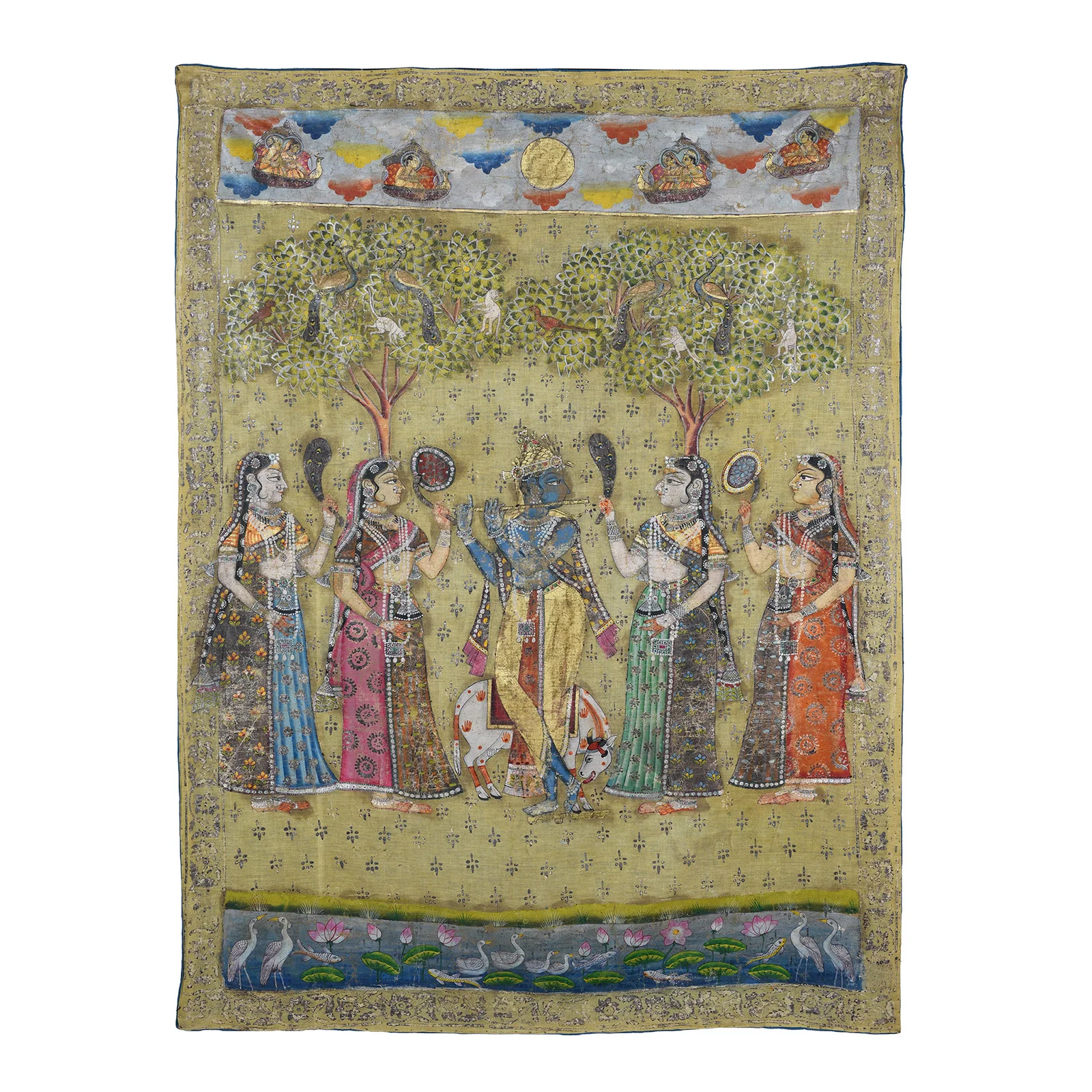 Pichwai from The Deccan - Polychrome Gold & Silver Leaf - 1980's