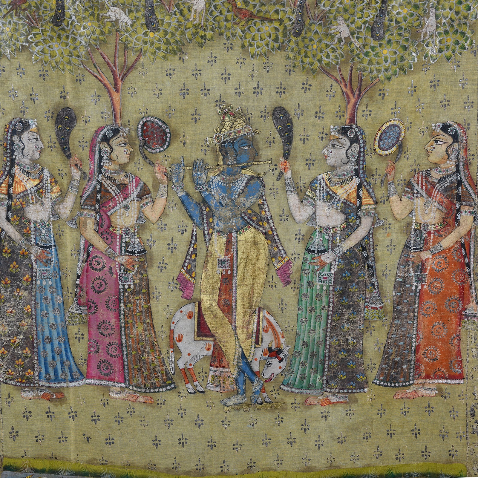 Pichwai from The Deccan - Polychrome Gold & Silver Leaf - 1980's - Image 2