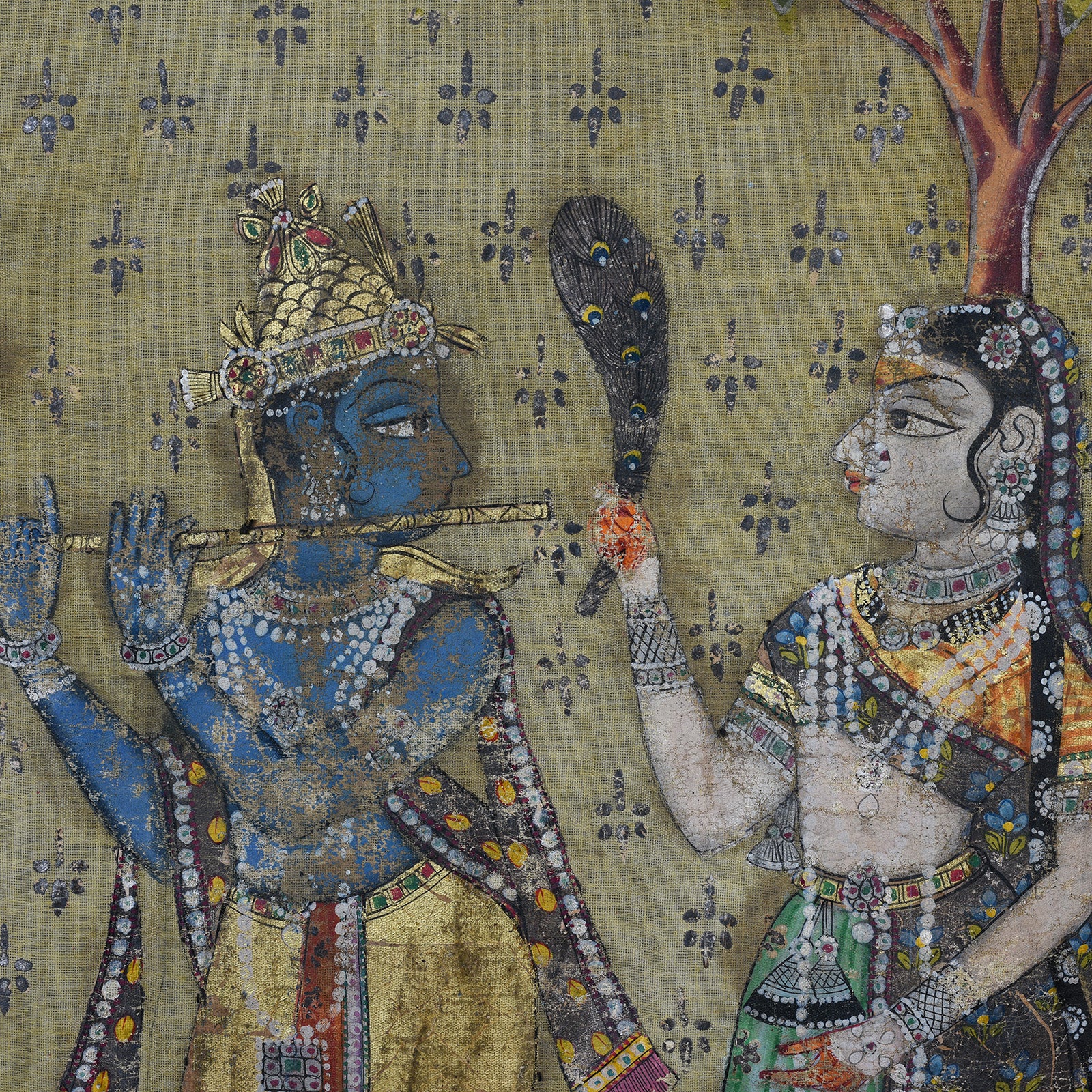 Pichwai from The Deccan - Polychrome Gold & Silver Leaf - 1980's - Image 7