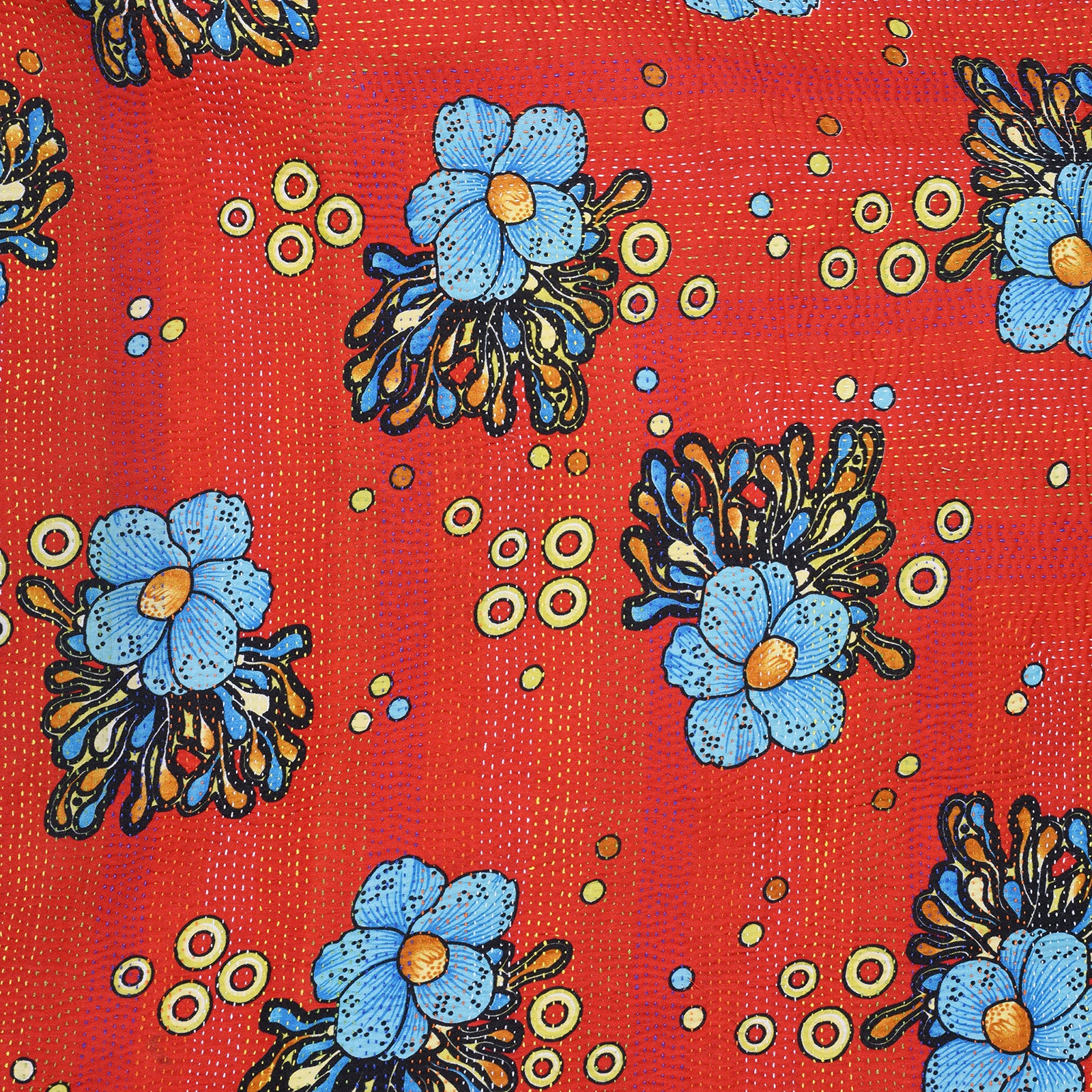 Vintage Red & Floral Kantha Throw - Image 2