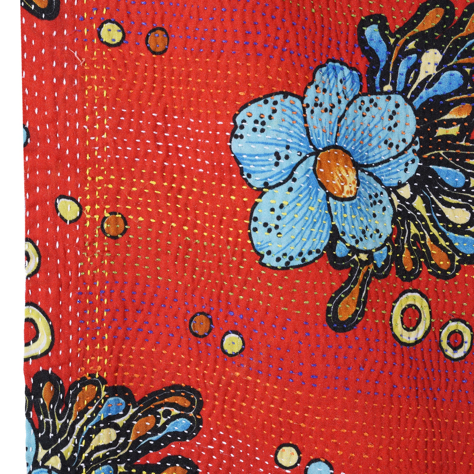 Vintage Red & Floral Kantha Throw - Image 3