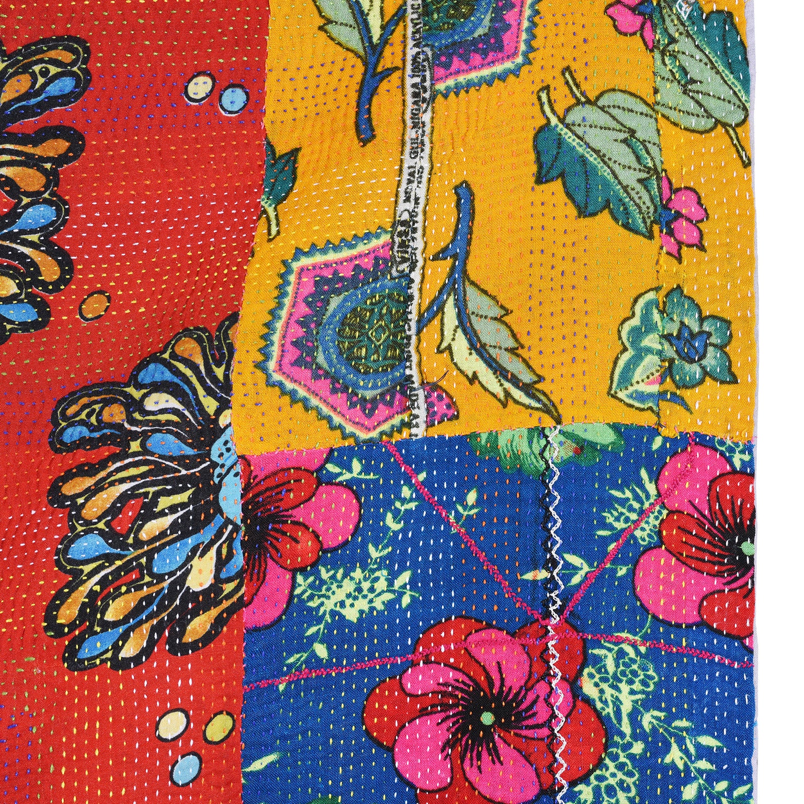 Vintage Red & Floral Kantha Throw - Image 4