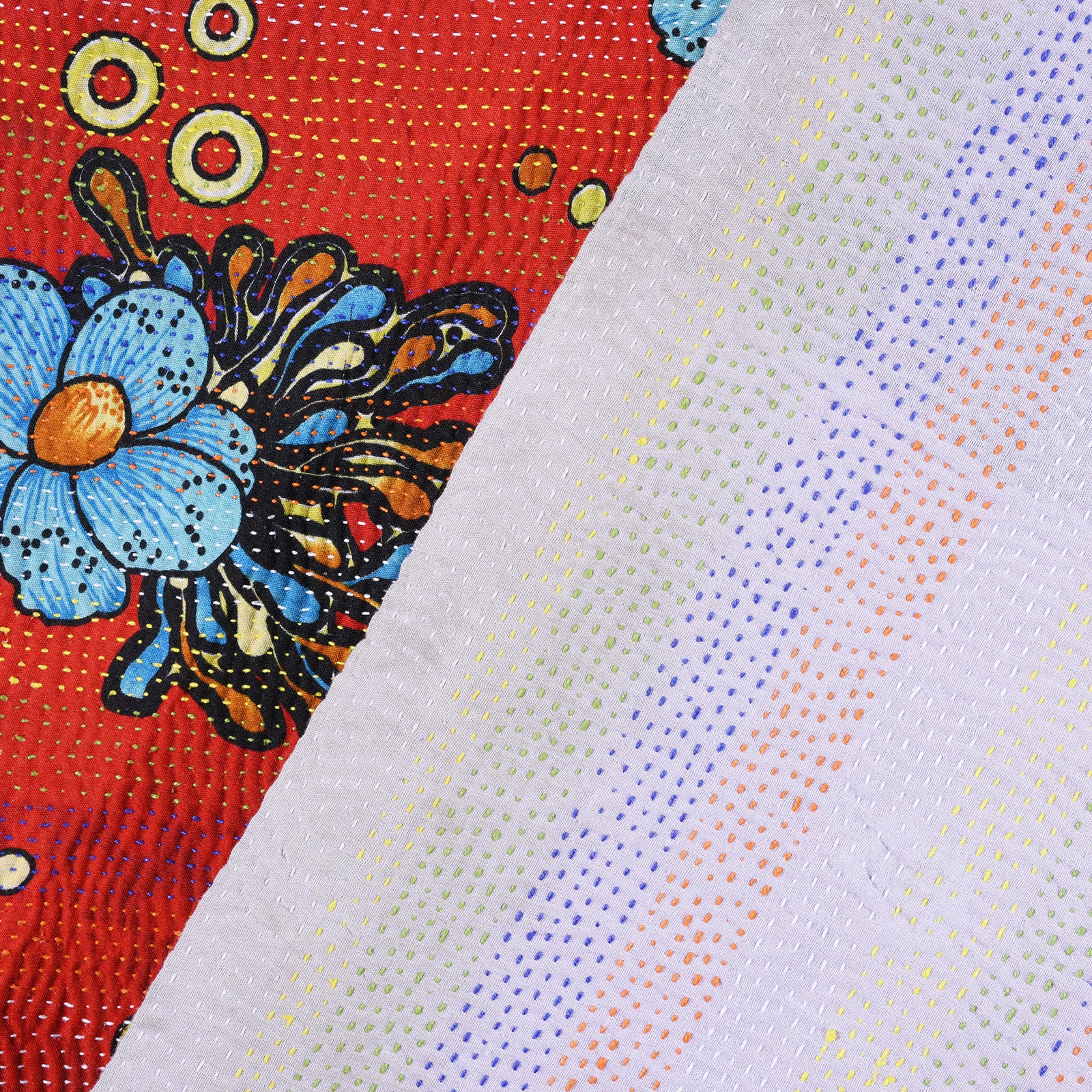 Vintage Red & Floral Kantha Throw - Image 5