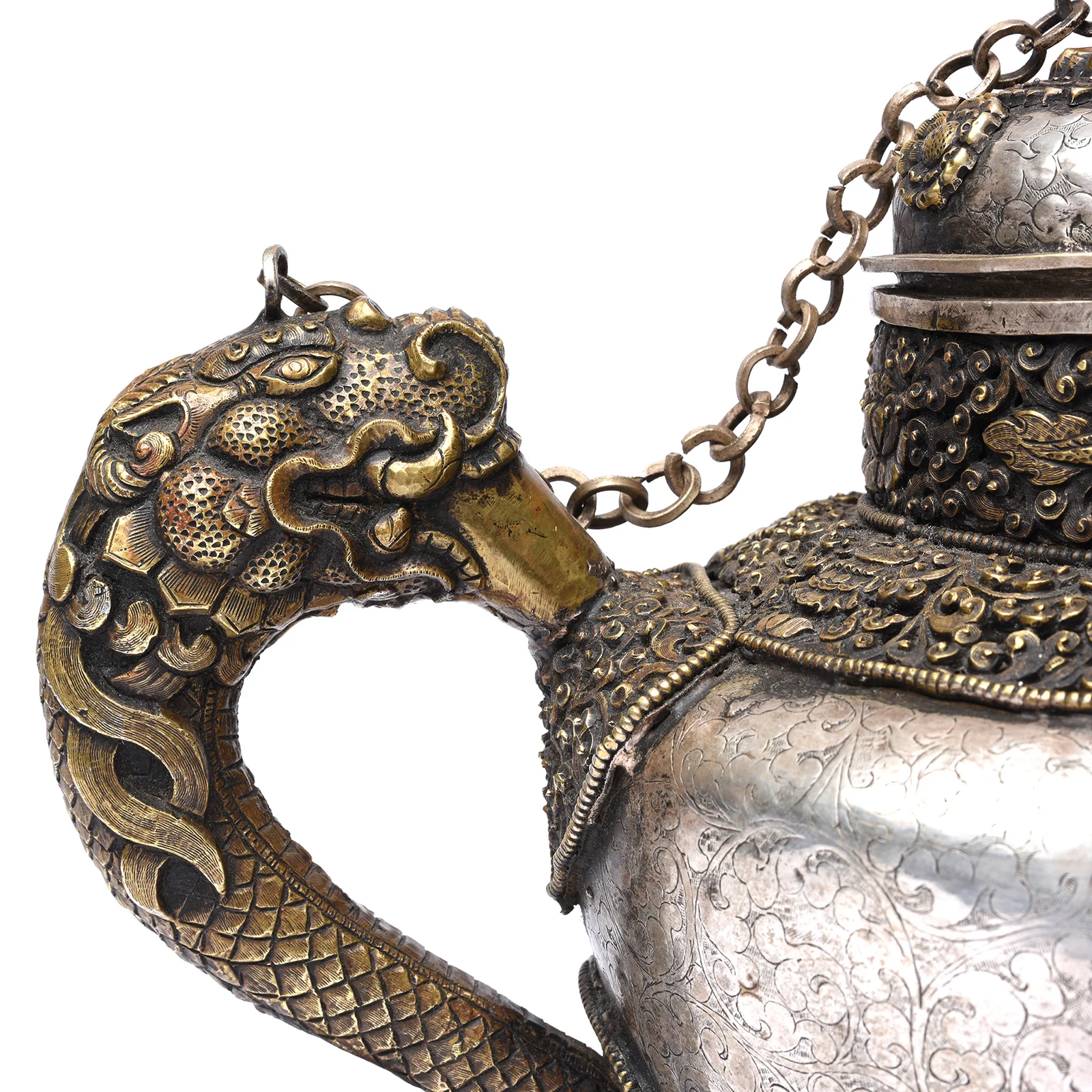 Vintage Silver Plated Tibetan Teapot - 1970's - Image 7