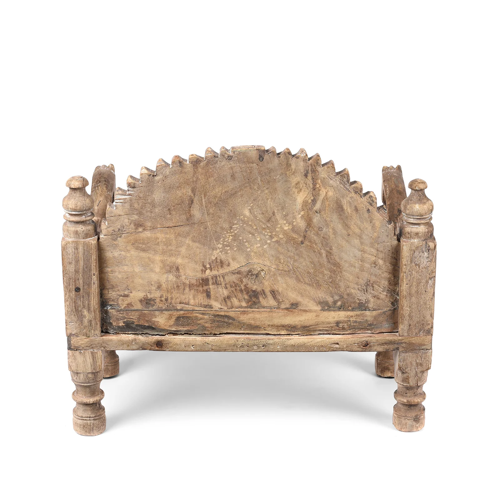 Vintage Teak Singhasan With Carved Horse Heads - Ca 1950's - Image 6