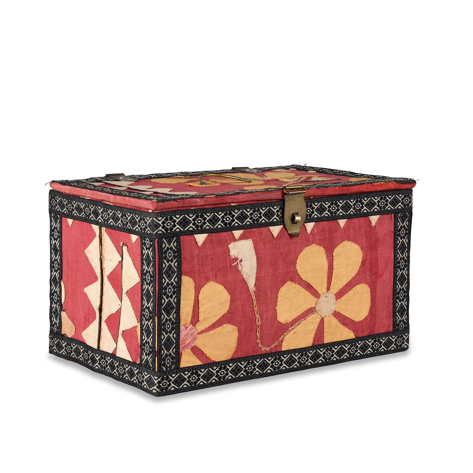 Vintage Floral Textile Box From Rajasthan - Ca 1950