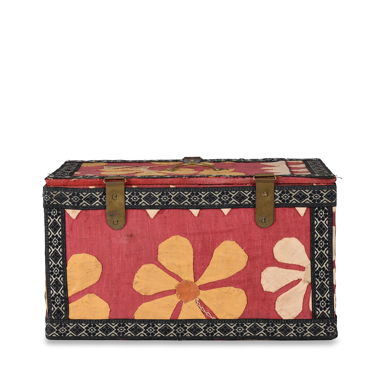 Vintage Floral Textile Box From Rajasthan - Ca 1950 - Image 6