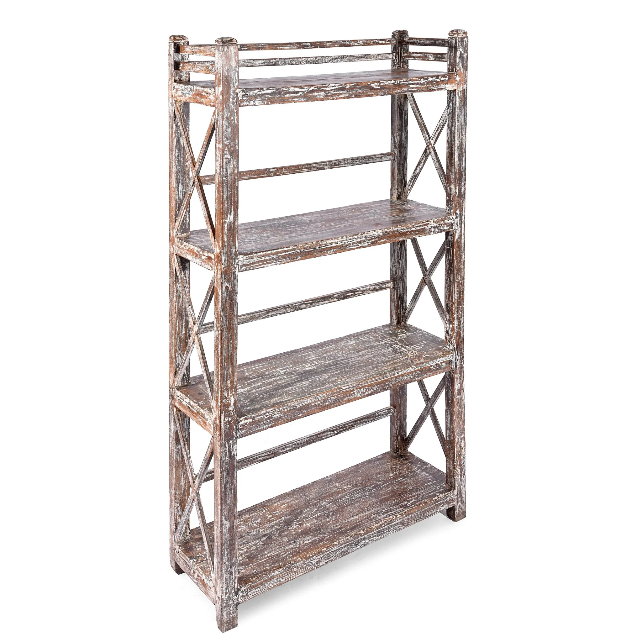 Vintage White Painted Indian Teak Shelf - Ca 1930 - Image 3